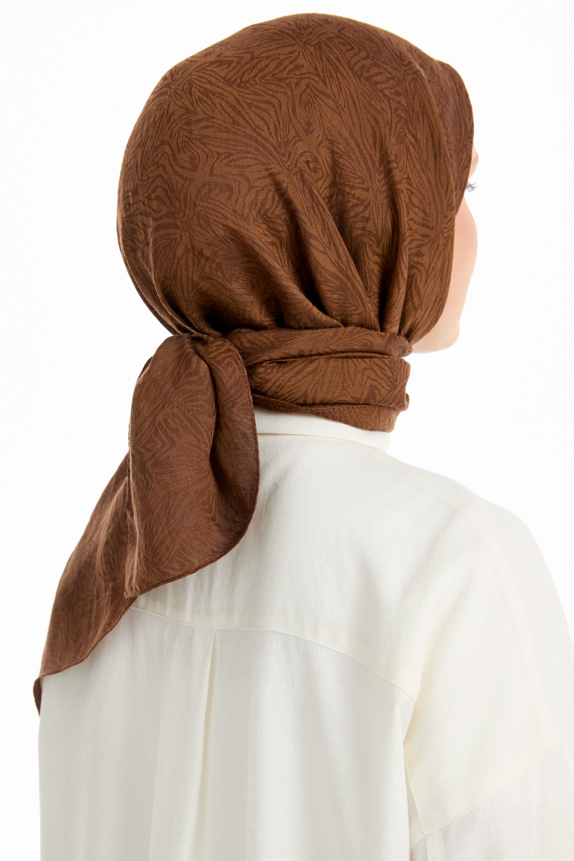 Zebra Desen Viskon Eşarp - Açık Kahve TUGBA