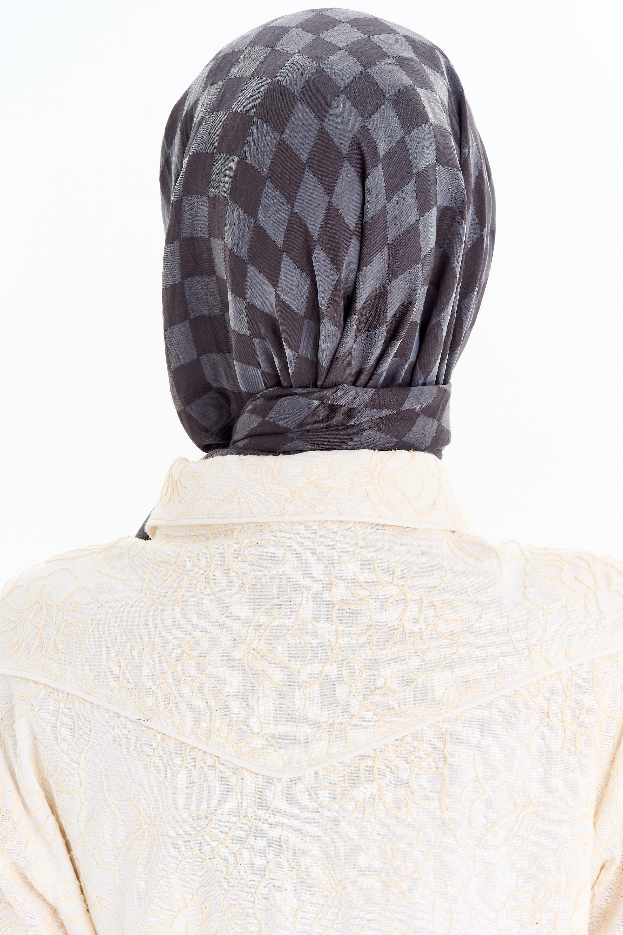 Dama Desen Viskon Eşarp - Antrasit TUGBA