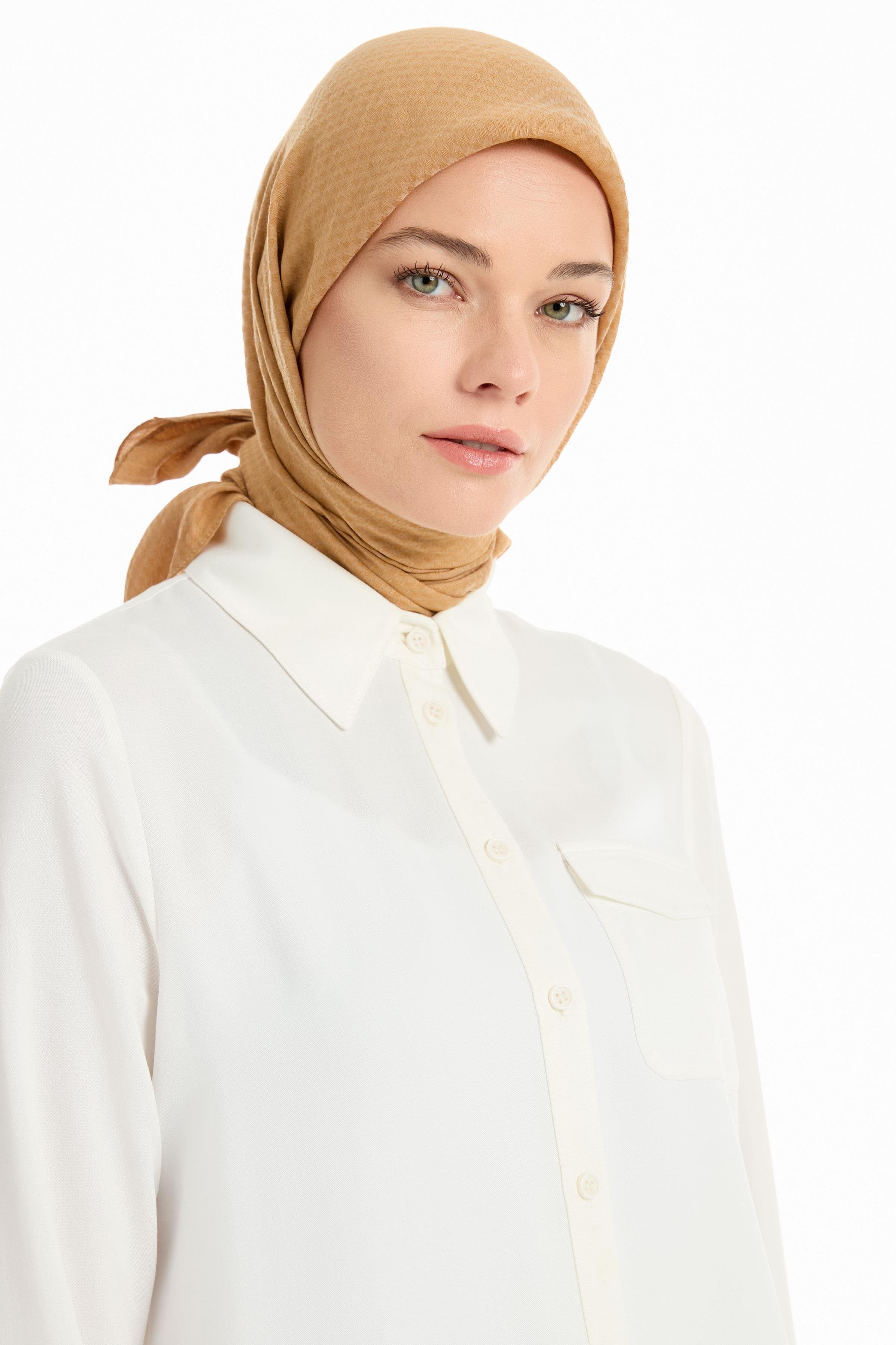 Kazayağı Desen Viskon Eşarp - Camel TUGBA