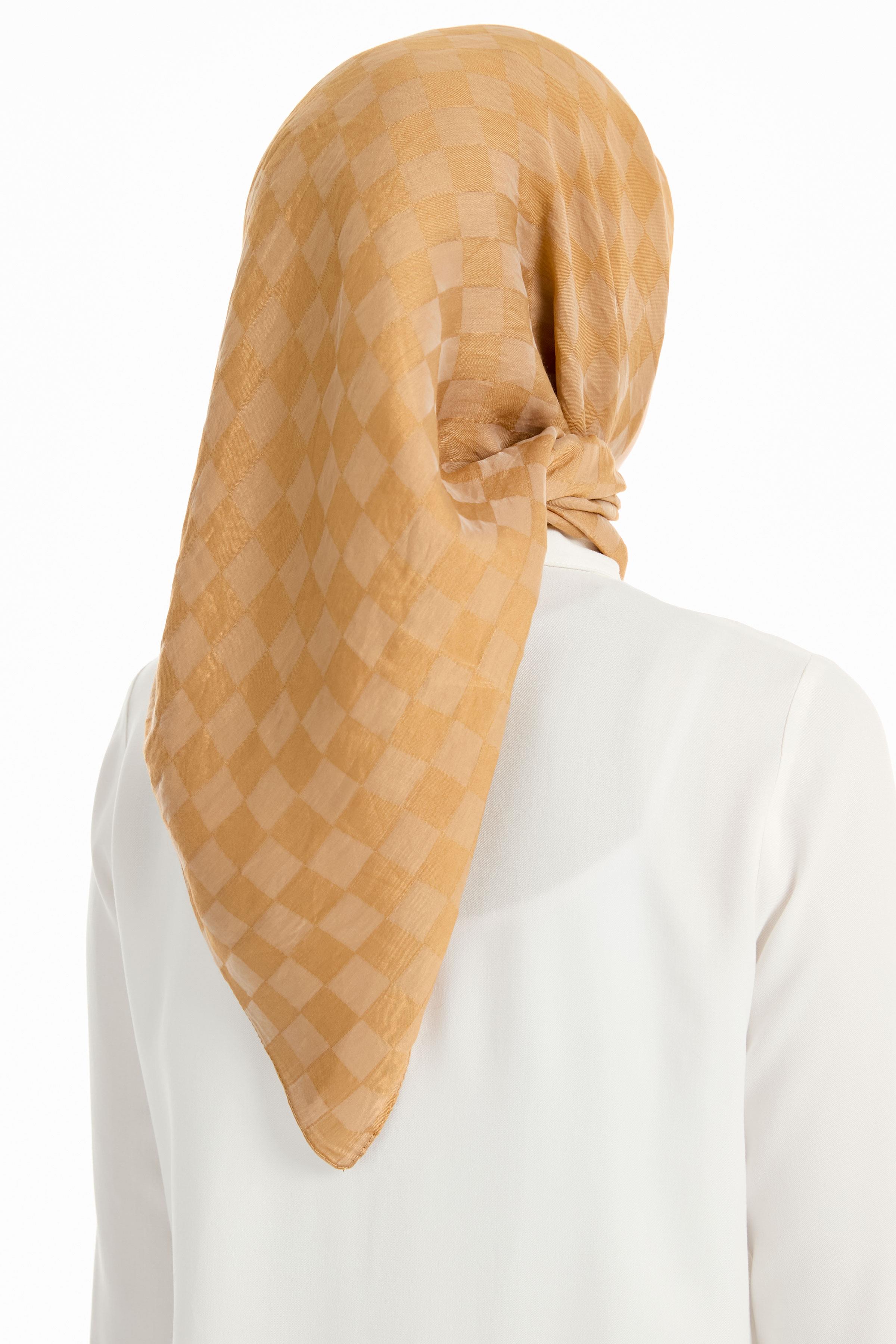 Dama Desen Viskon Eşarp - Camel TUGBA