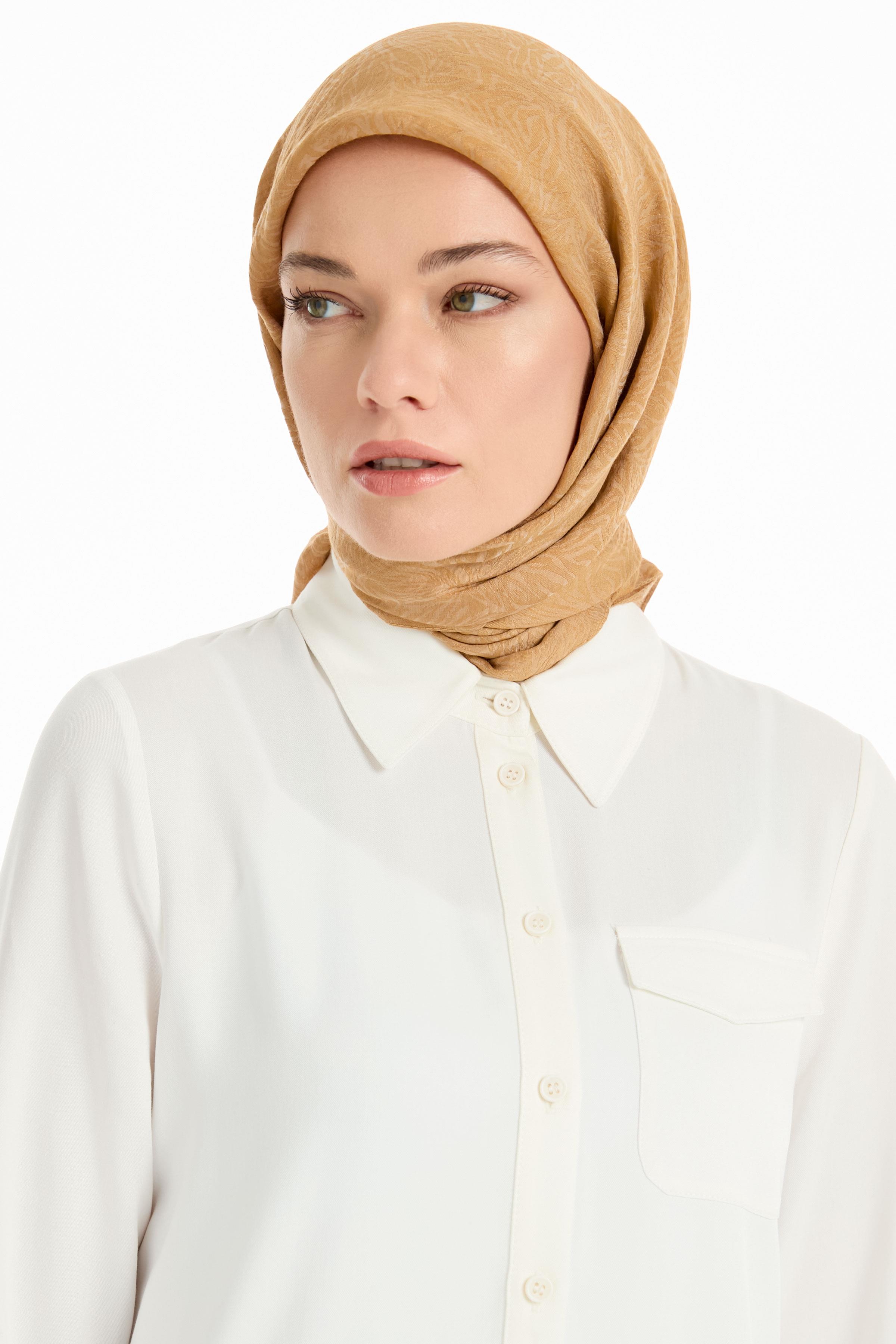 Zebra Desen Viskon Eşarp - Camel TUGBA