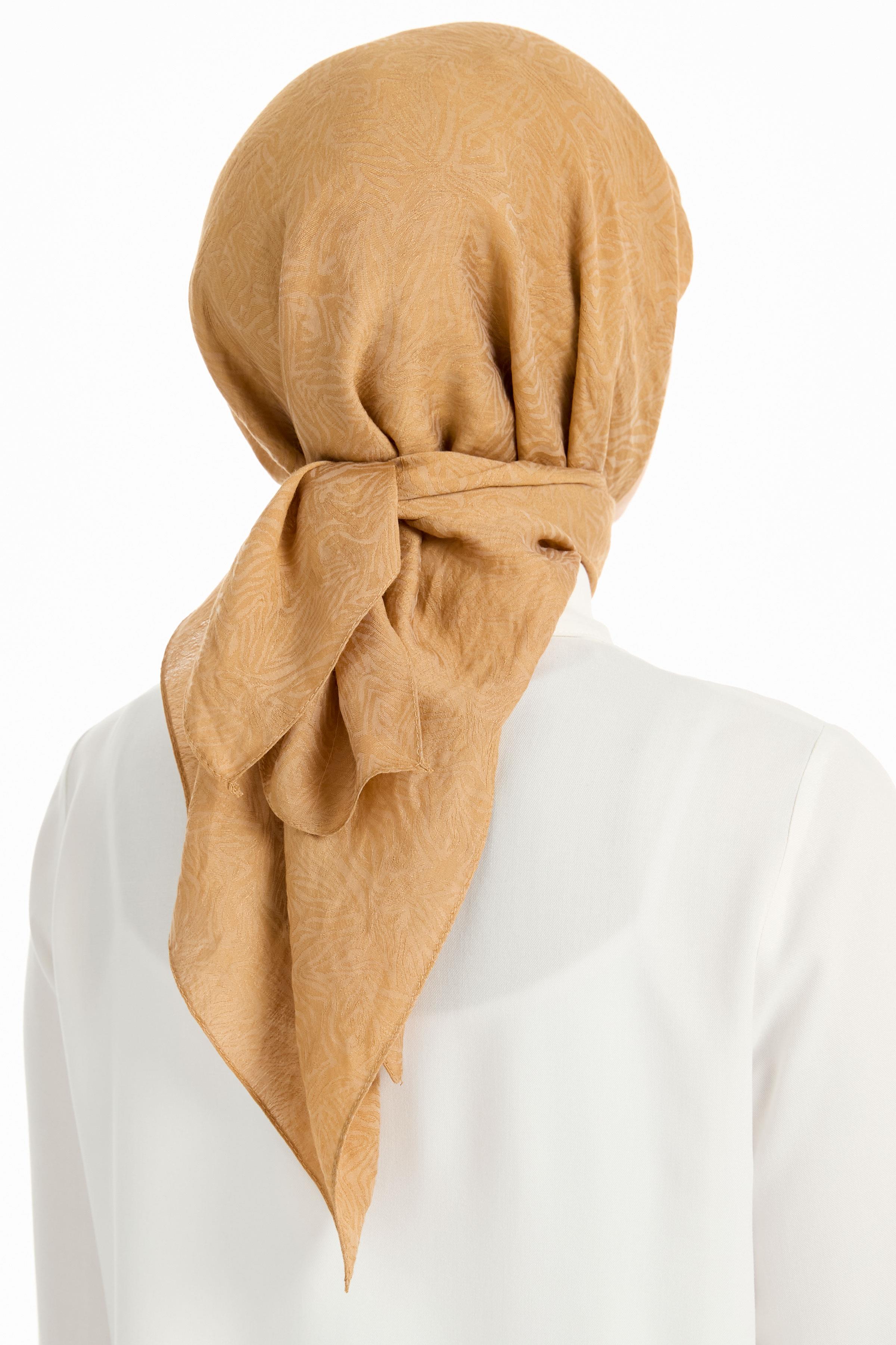 Zebra Desen Viskon Eşarp - Camel TUGBA