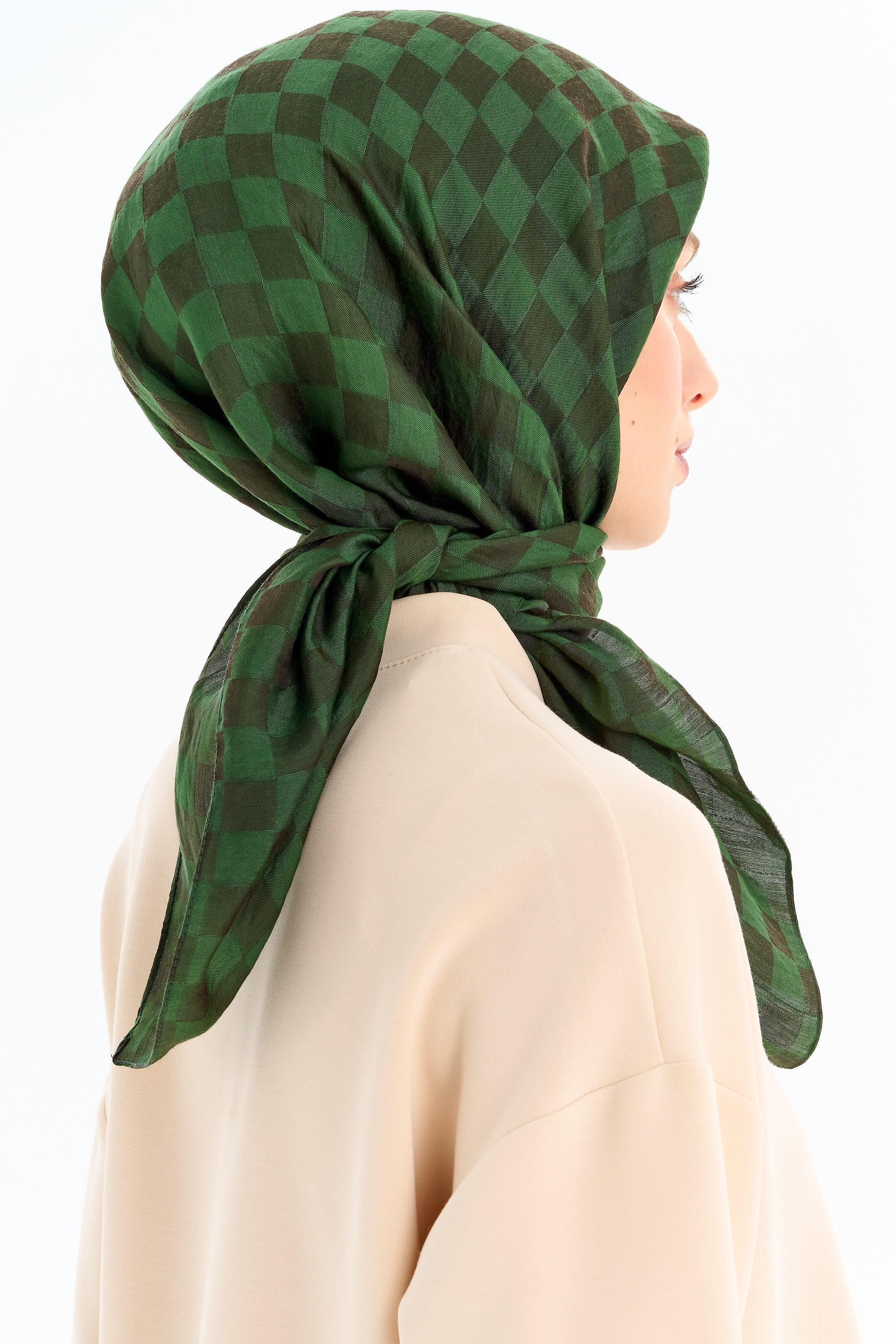 Dama Desen Viskon Eşarp - Haki TUGBA