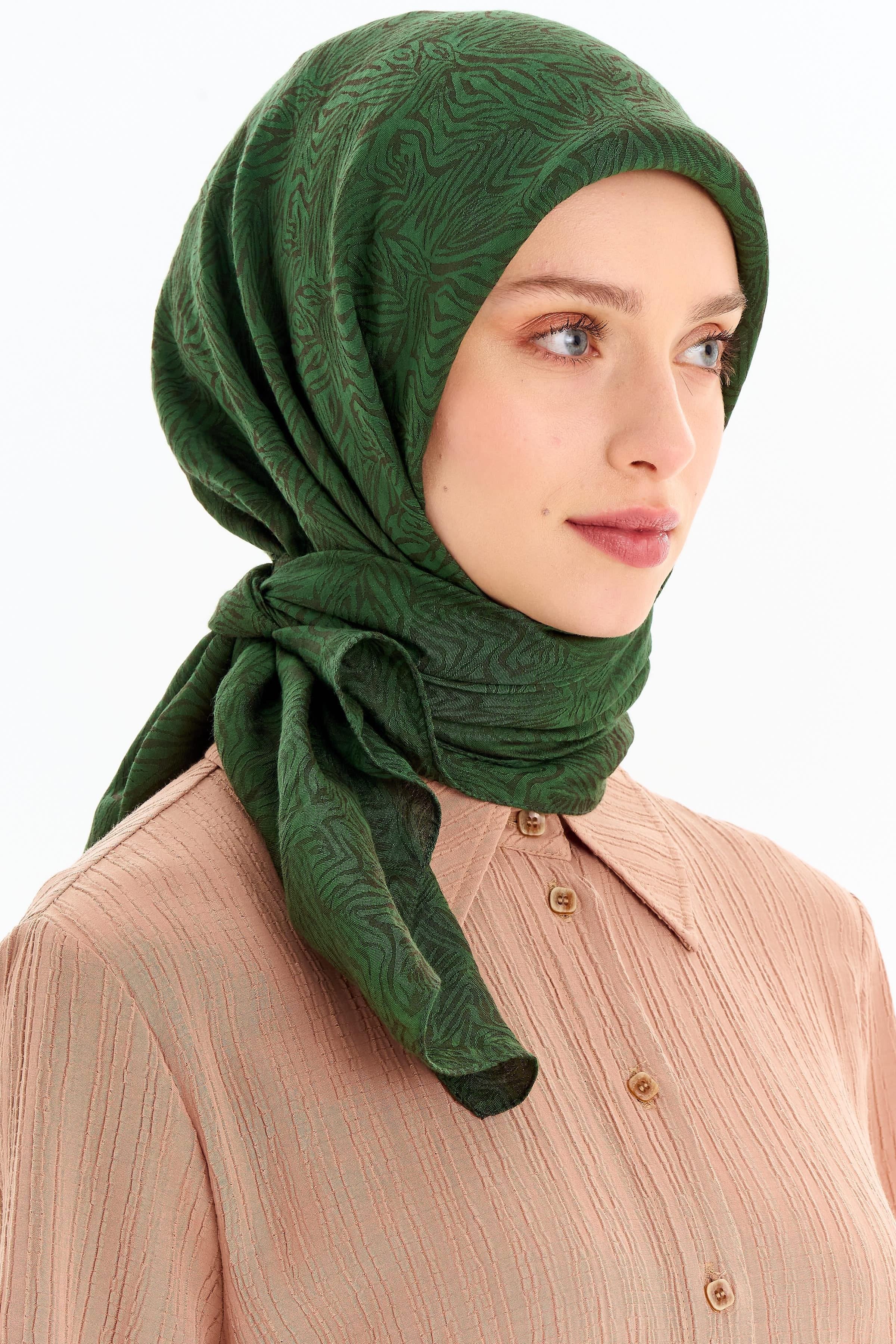 Zebra Desen Viskon Eşarp - Haki TUGBA