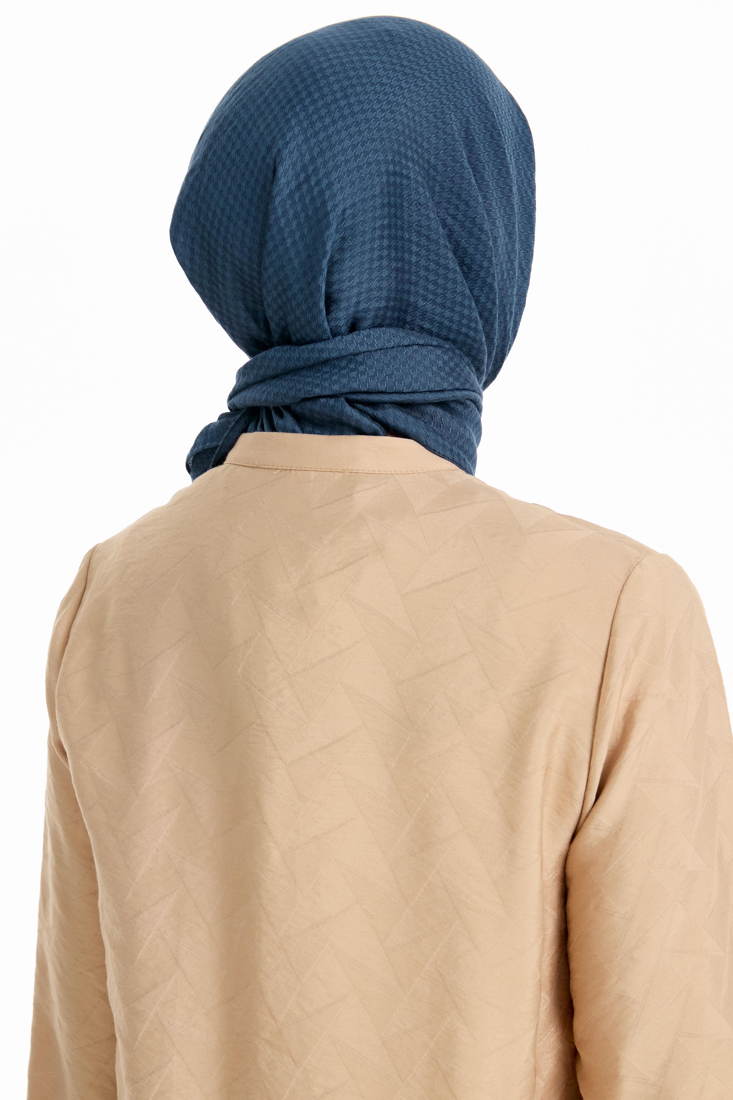 Kazayağı Desen Viskon Eşarp - İndigo TUGBA