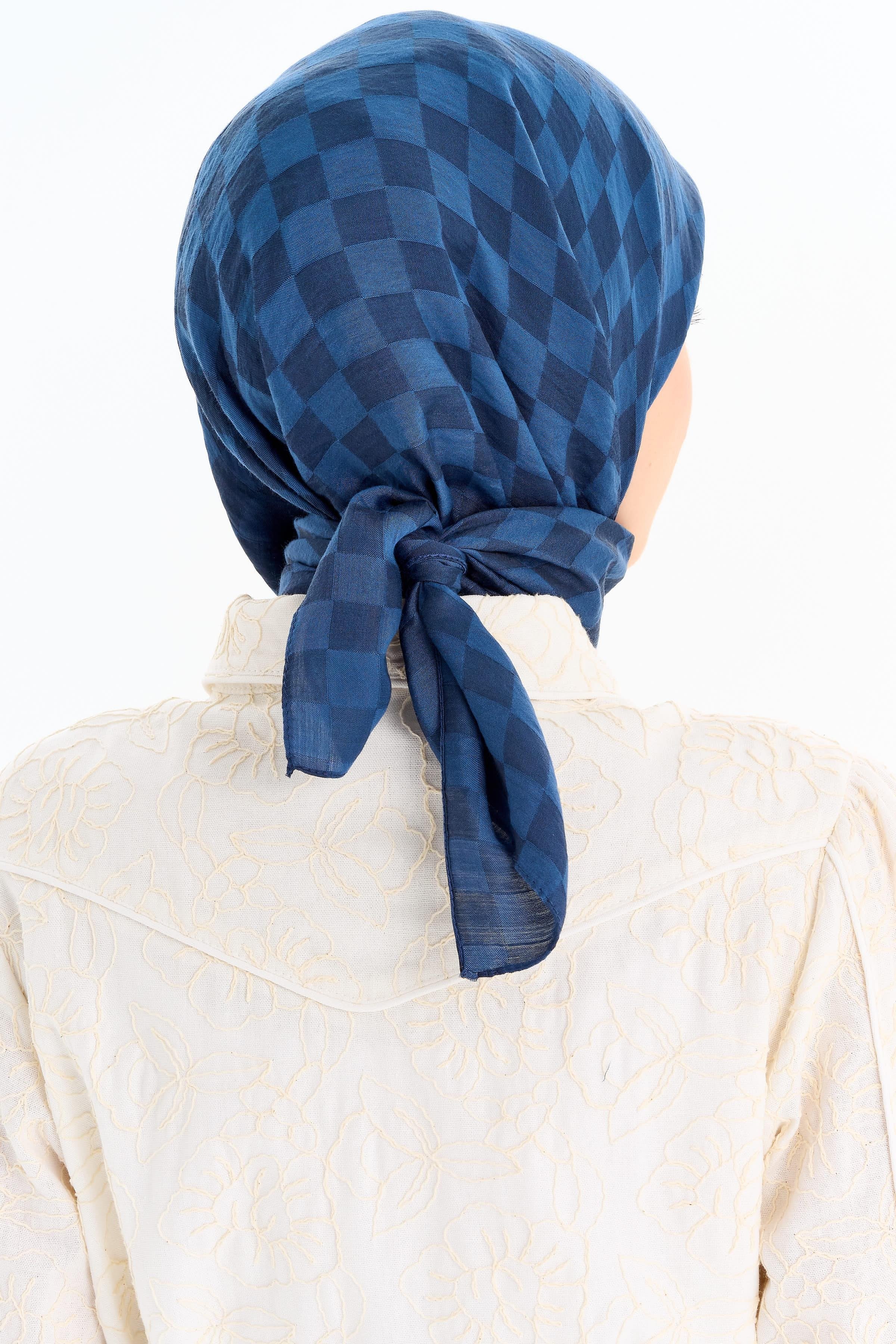 Dama Desen Viskon Eşarp - İndigo TUGBA