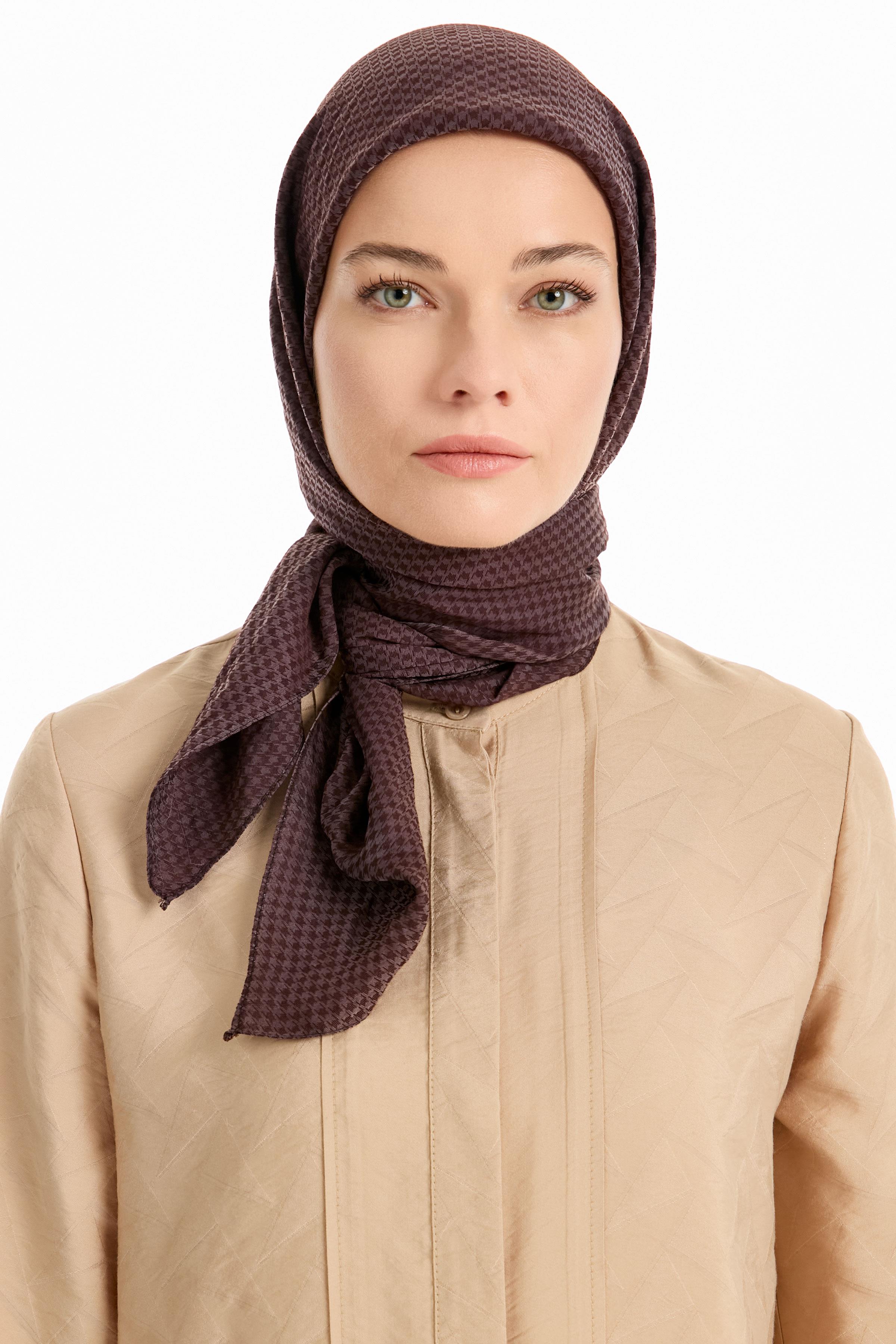 Kazayağı Desen Viskon Eşarp - Kahve TUGBA