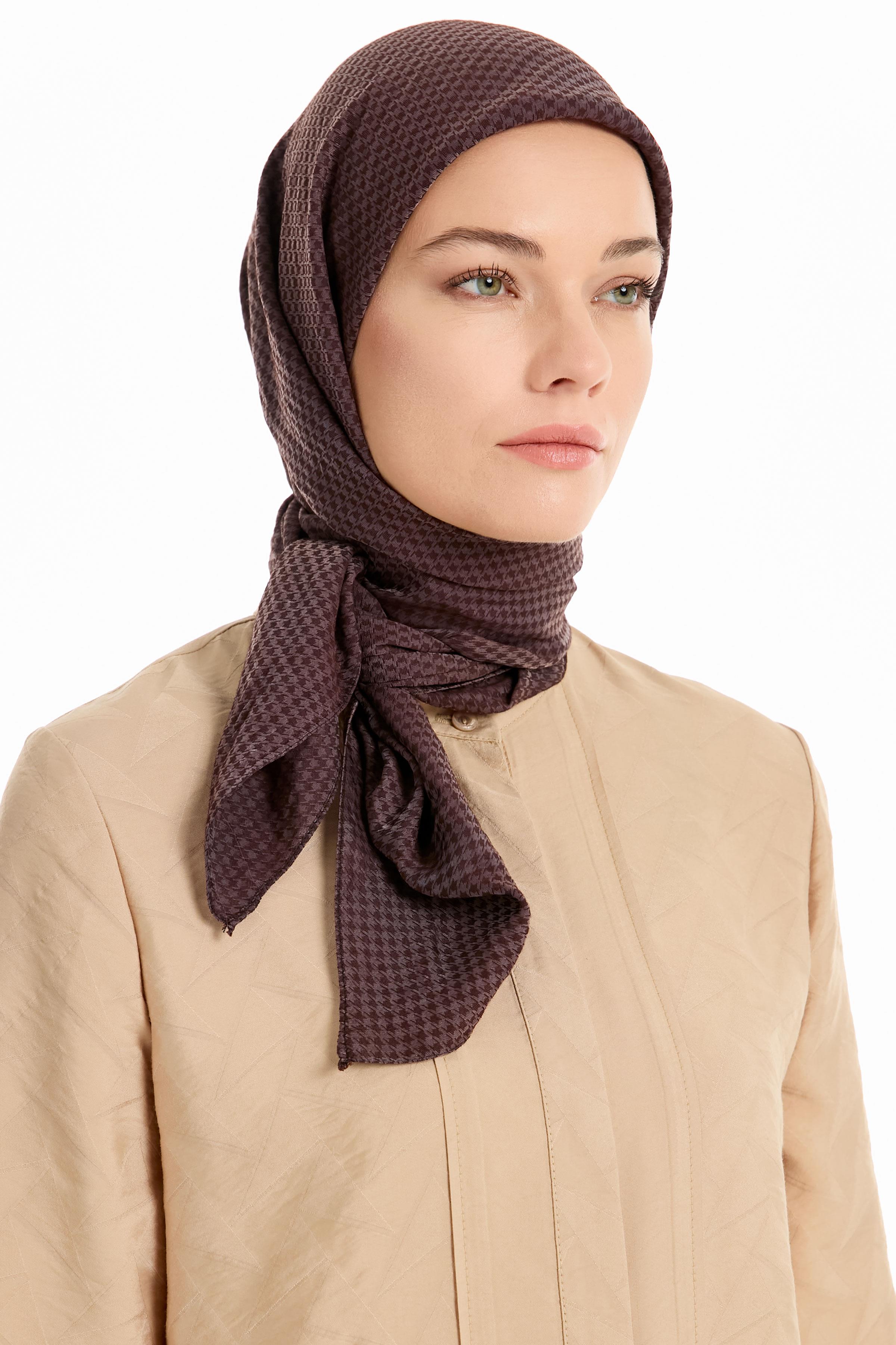Kazayağı Desen Viskon Eşarp - Kahve TUGBA
