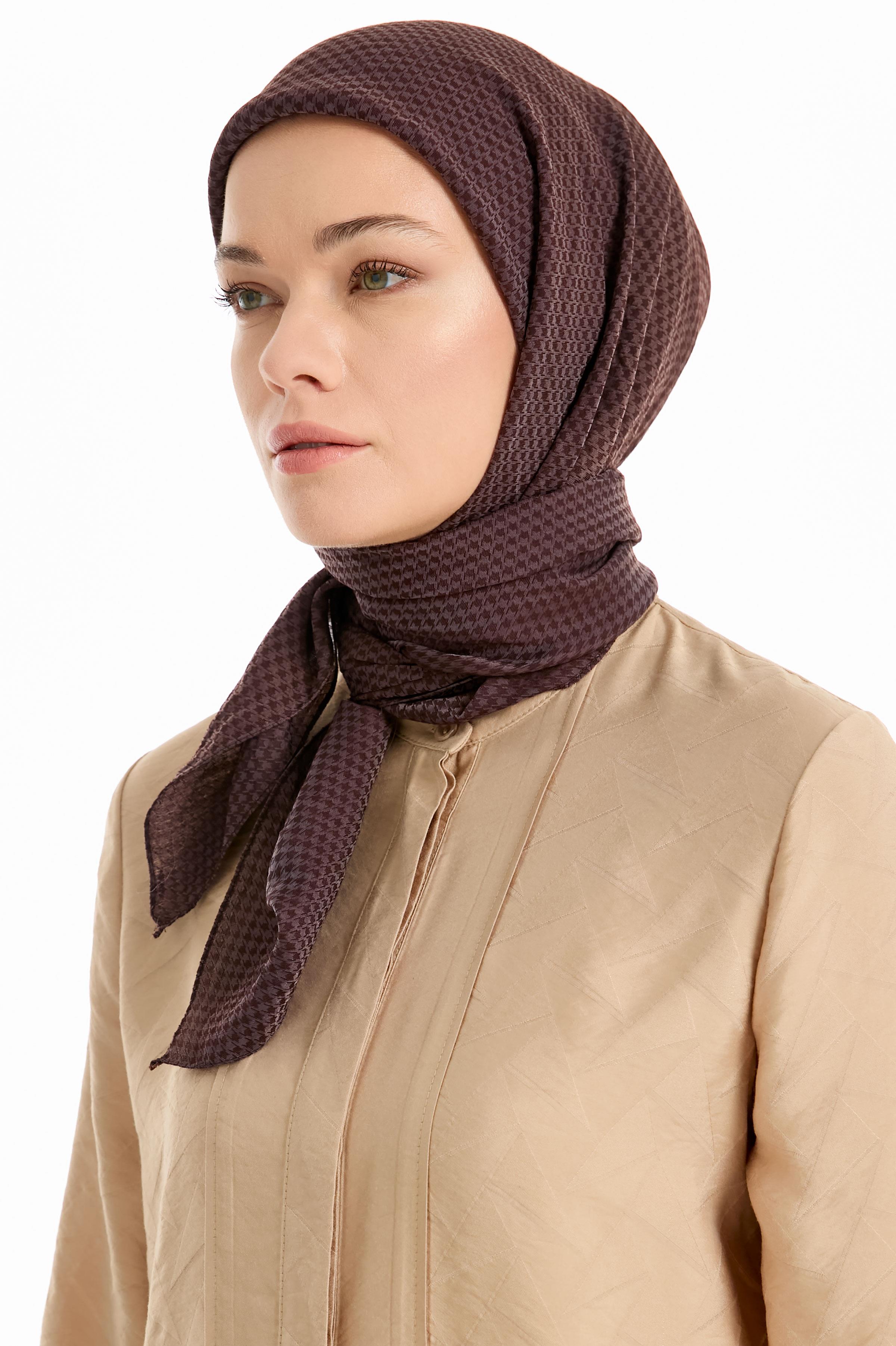 Kazayağı Desen Viskon Eşarp - Kahve TUGBA