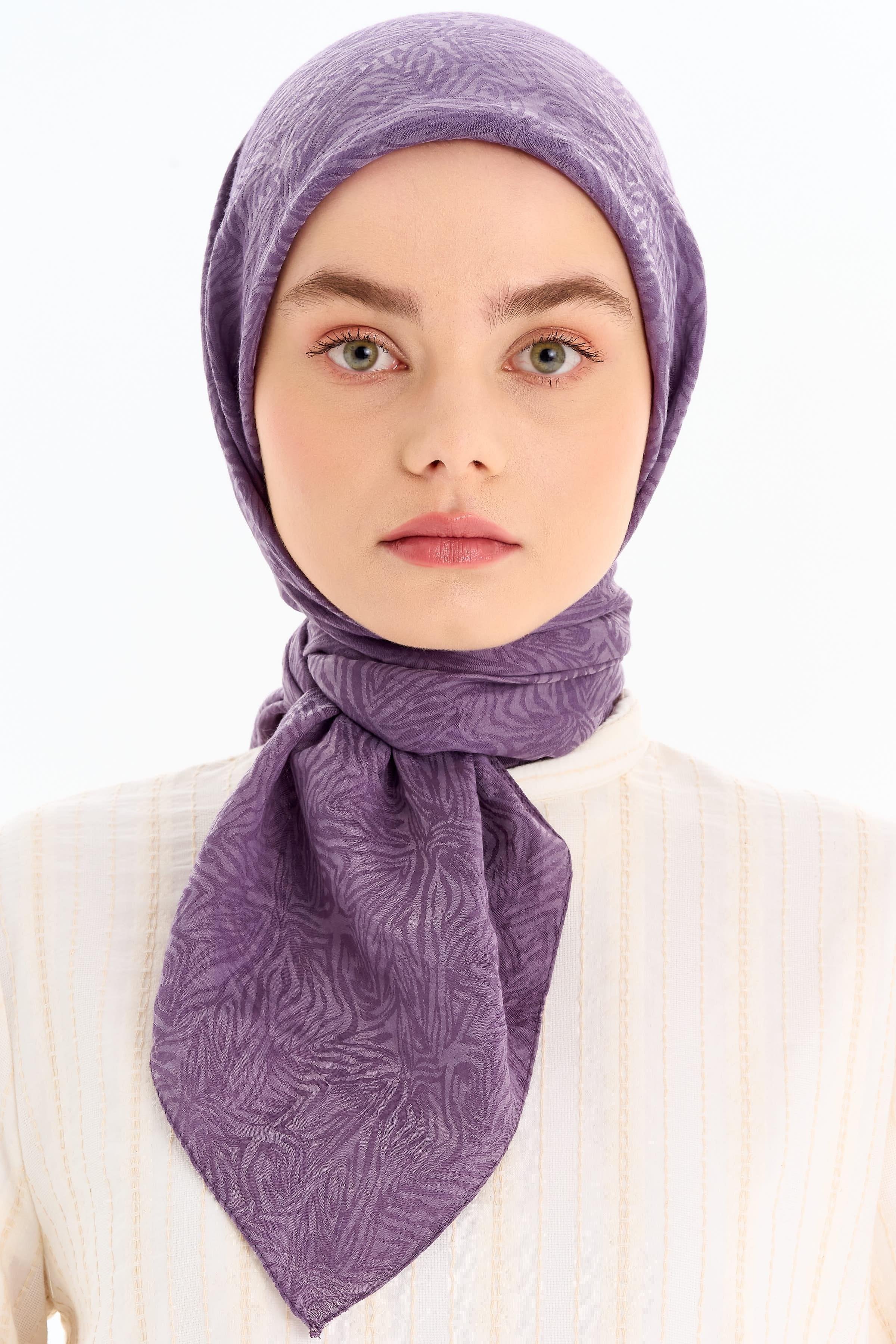 Zebra Desen Viskon Eşarp - Lila TUGBA