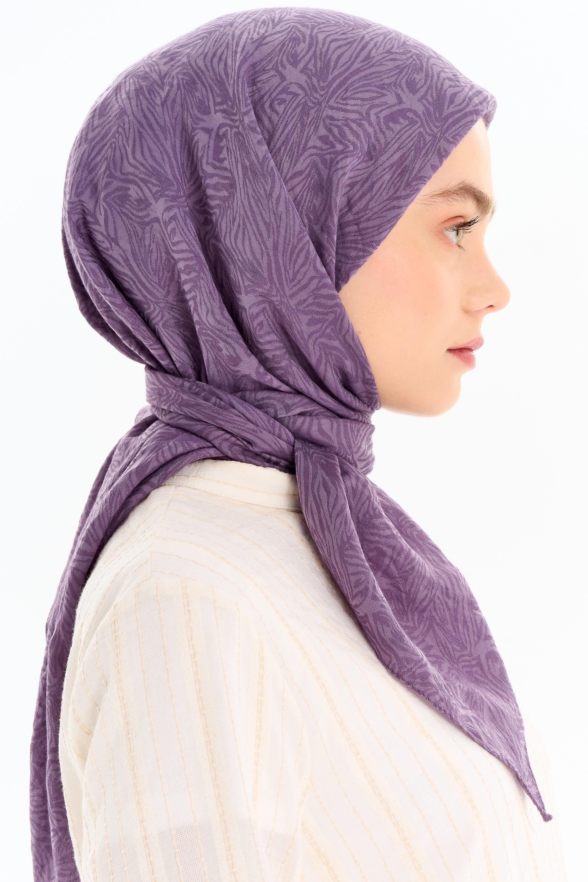 Zebra Desen Viskon Eşarp - Lila TUGBA