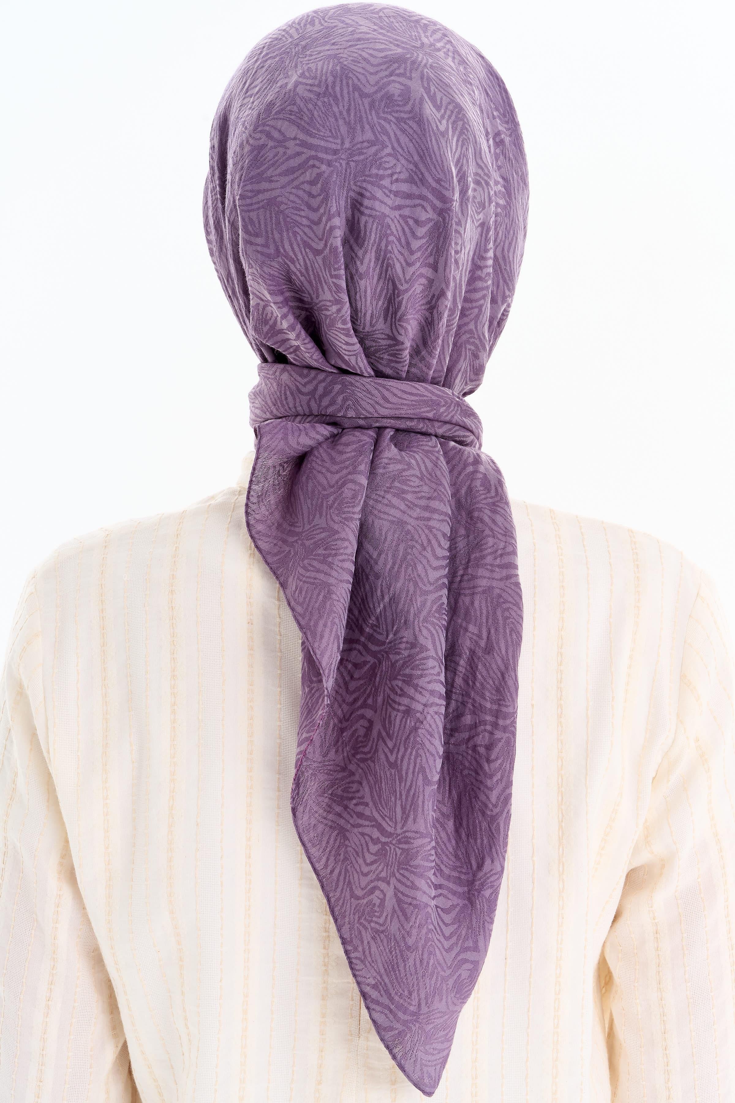 Zebra Desen Viskon Eşarp - Lila TUGBA
