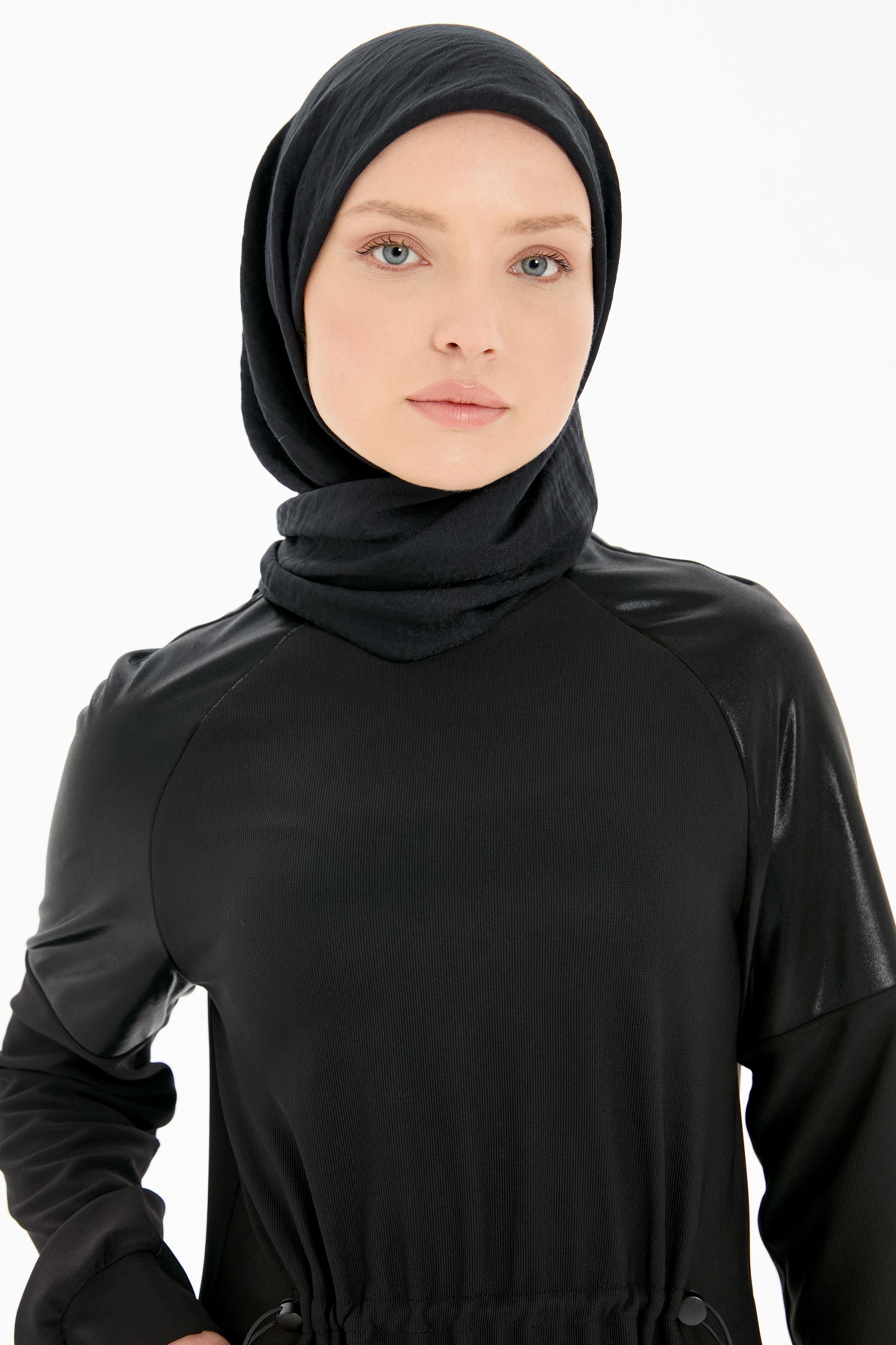 Kazayağı Desen Viskon Eşarp - Siyah TUGBA