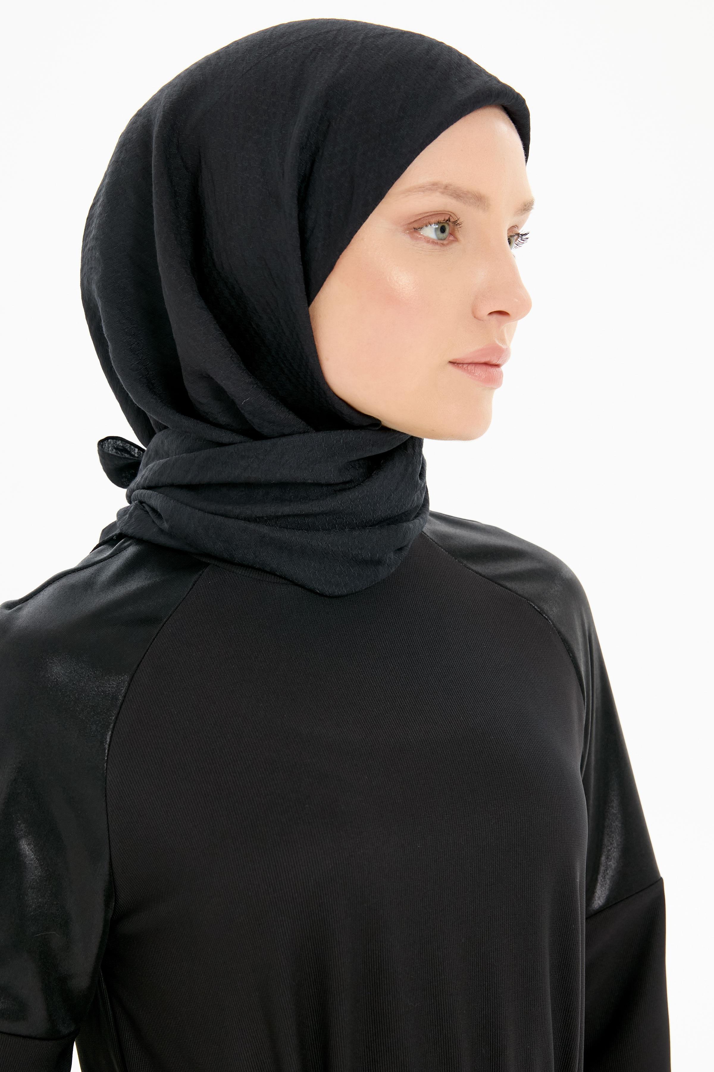 Kazayağı Desen Viskon Eşarp - Siyah TUGBA