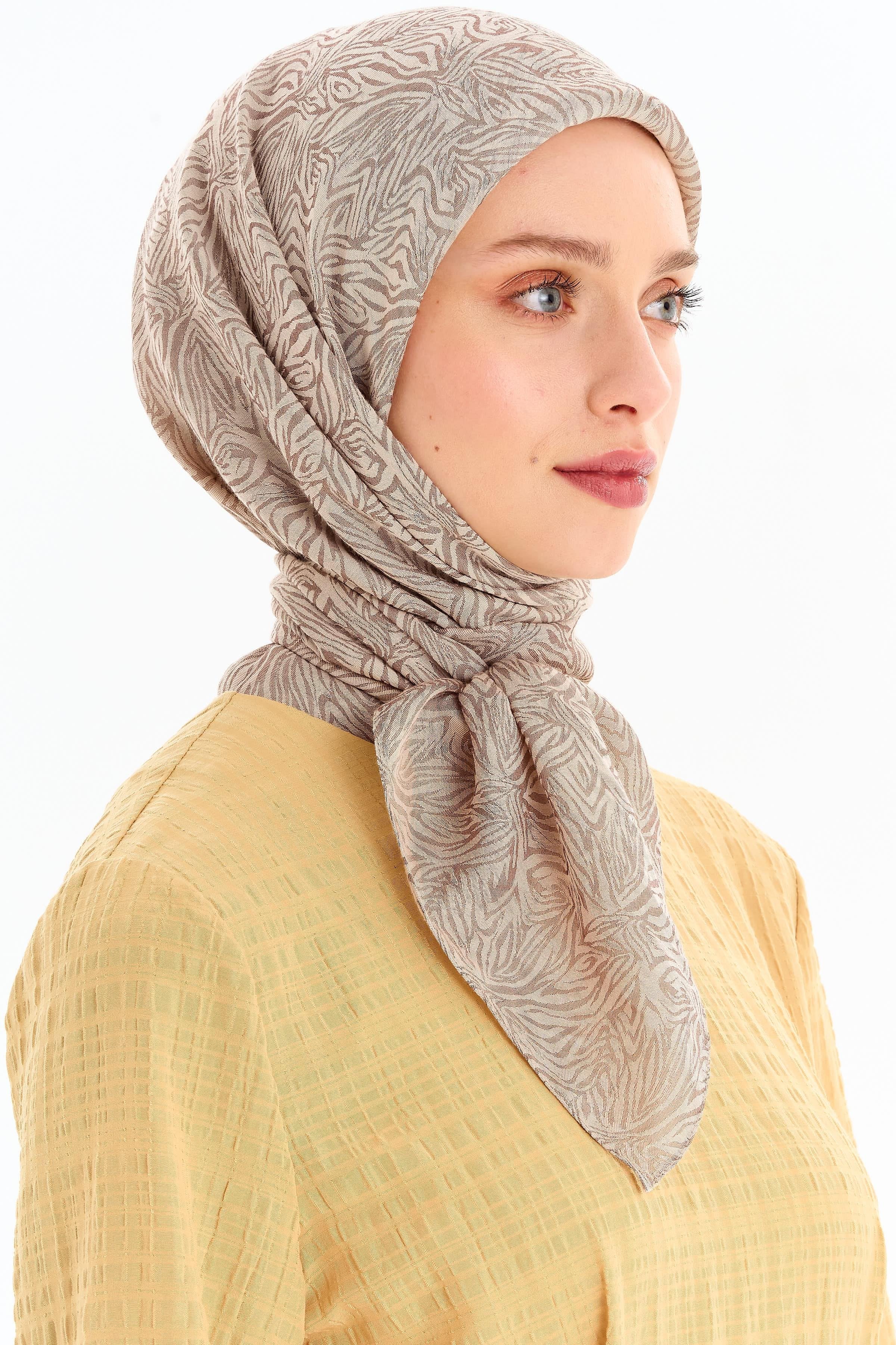 Zebra Desen Viskon Eşarp - Taş TUGBA