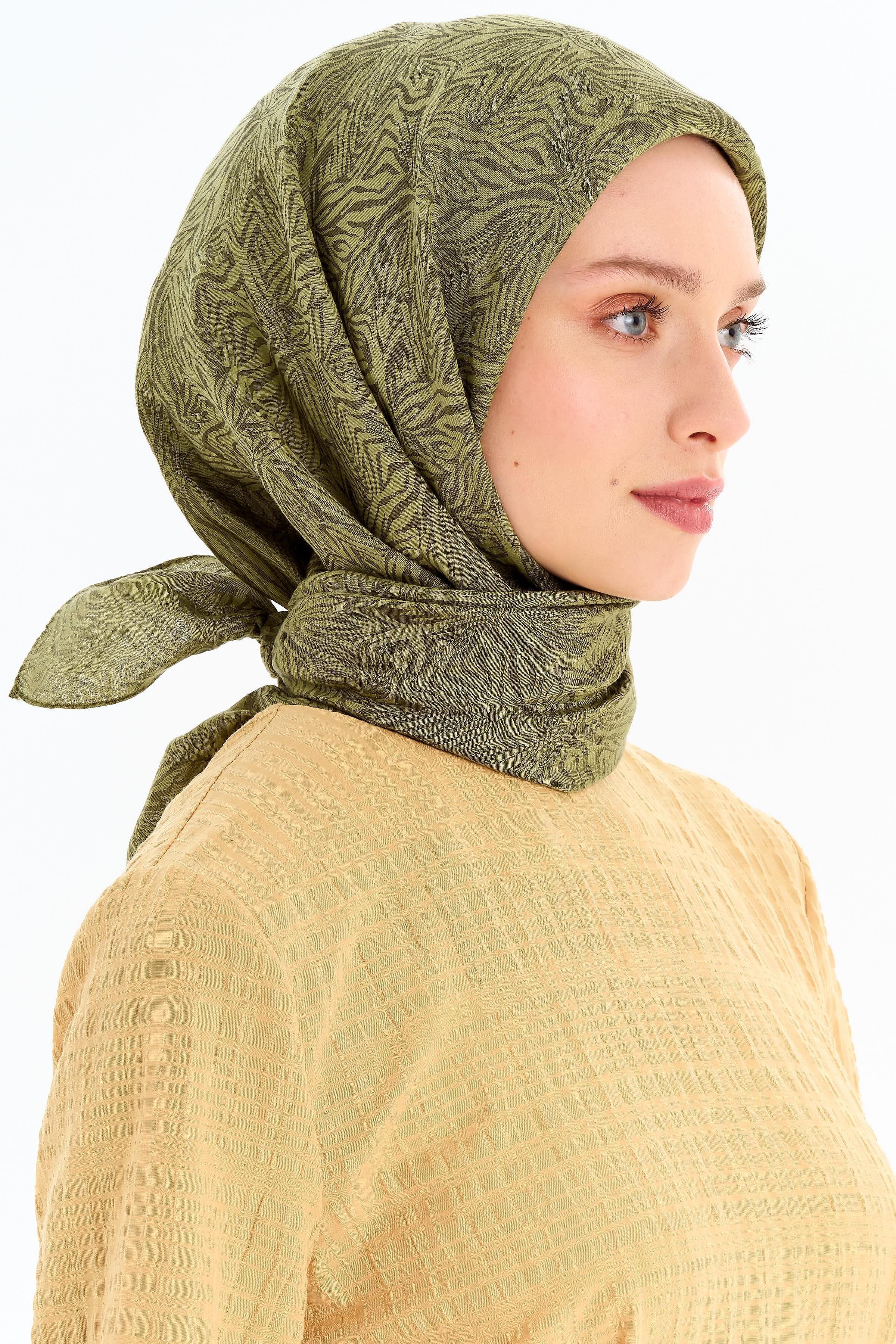 Zebra Desen Viskon Eşarp - Yeşil TUGBA