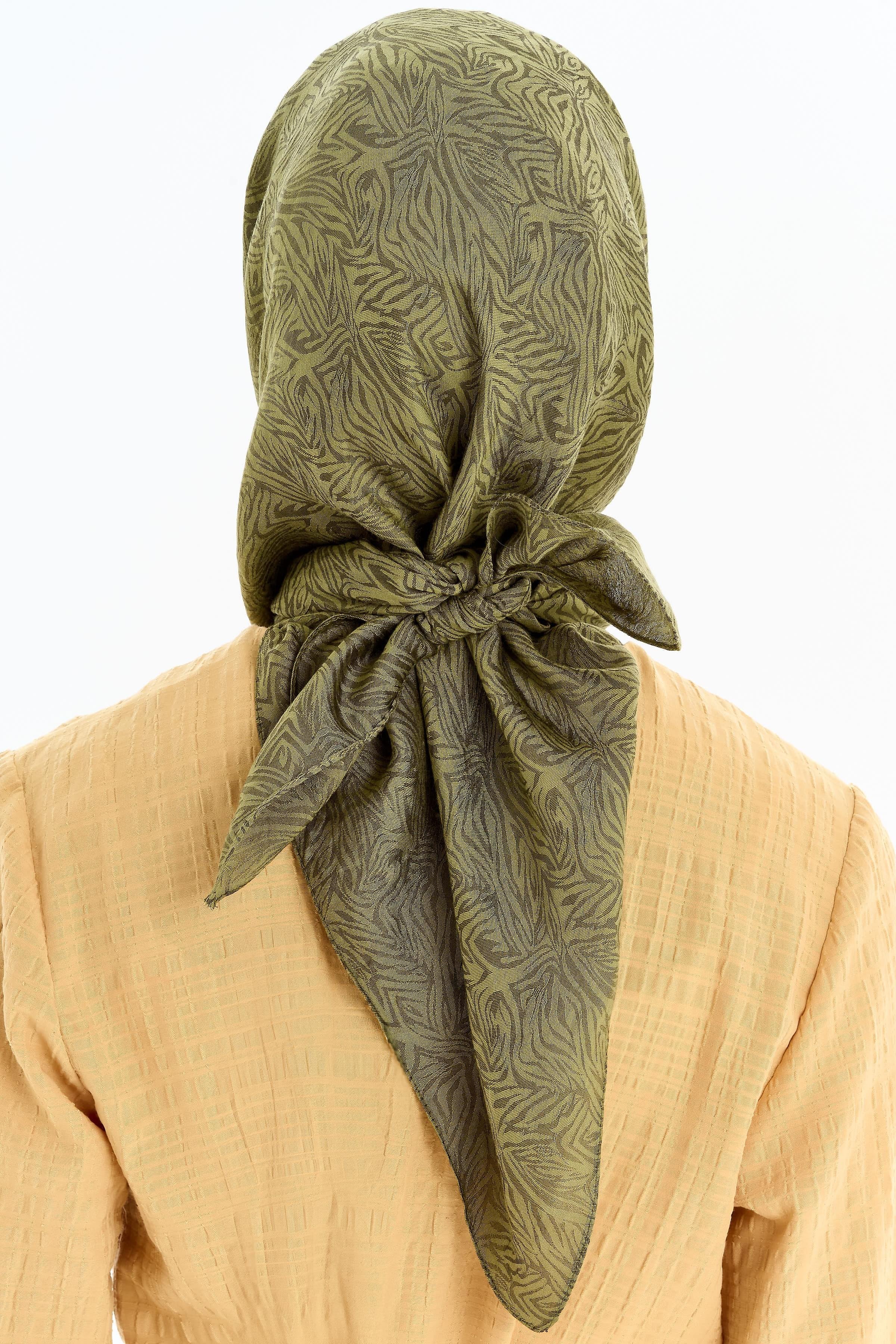 Zebra Desen Viskon Eşarp - Yeşil TUGBA