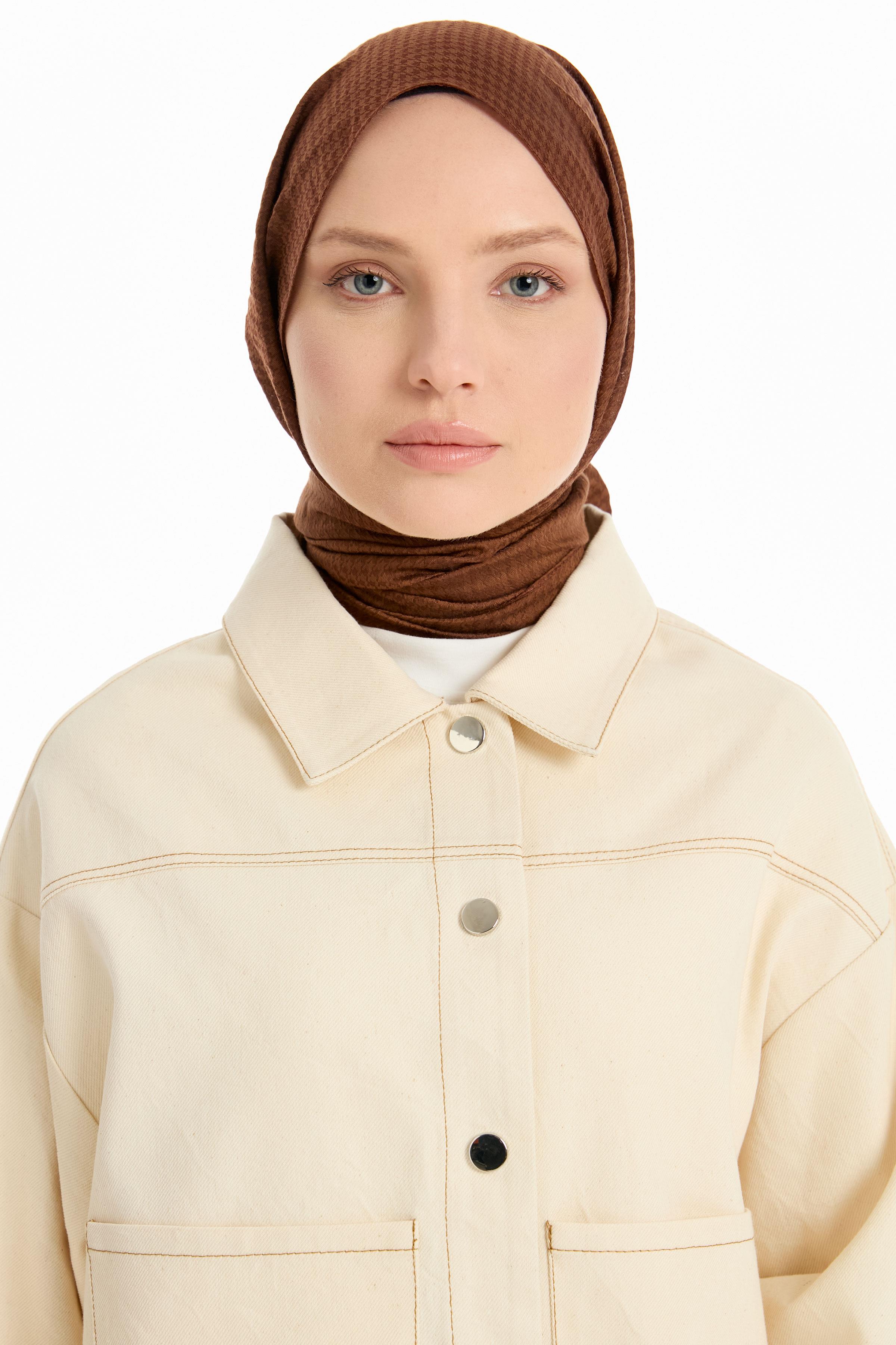 Kazayağı Desen Viskon Şal - Açık Kahve TUGBA