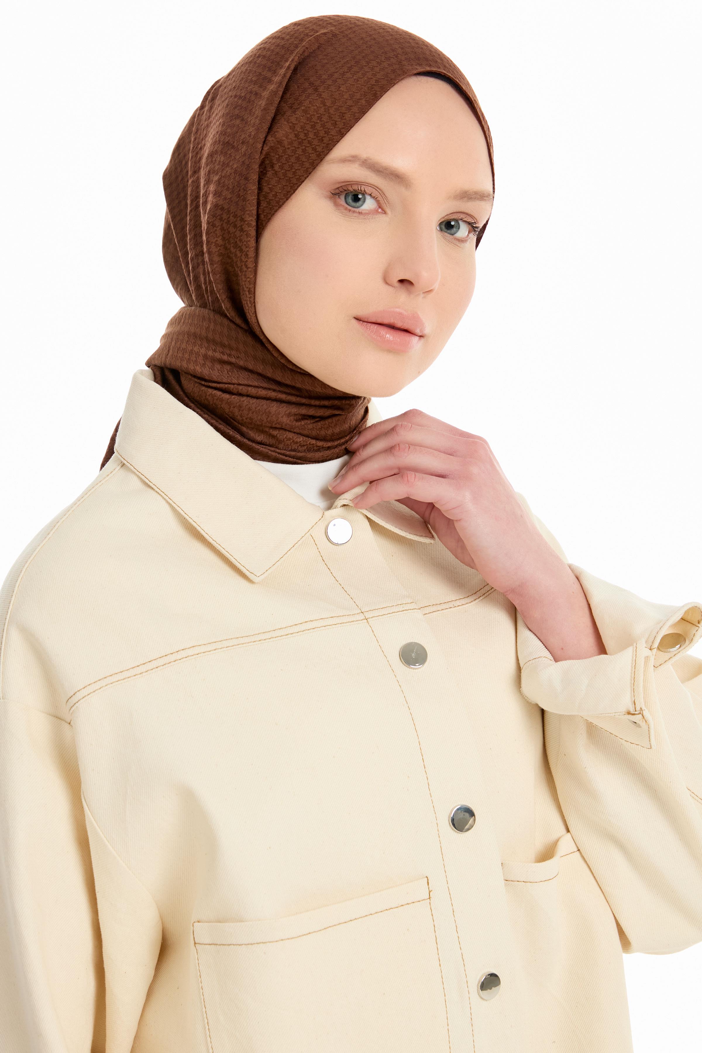 Kazayağı Desen Viskon Şal - Açık Kahve TUGBA