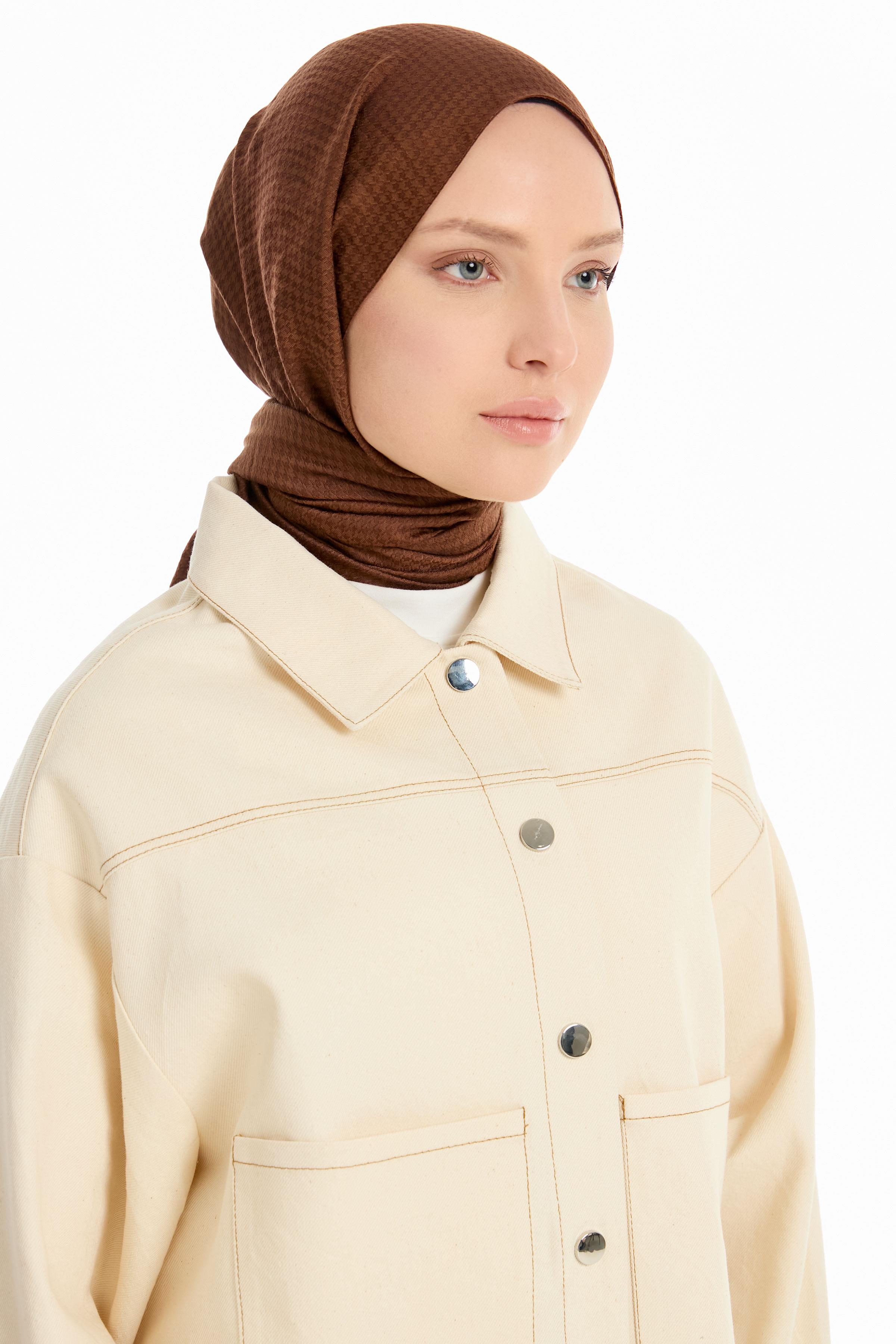 Kazayağı Desen Viskon Şal - Açık Kahve TUGBA