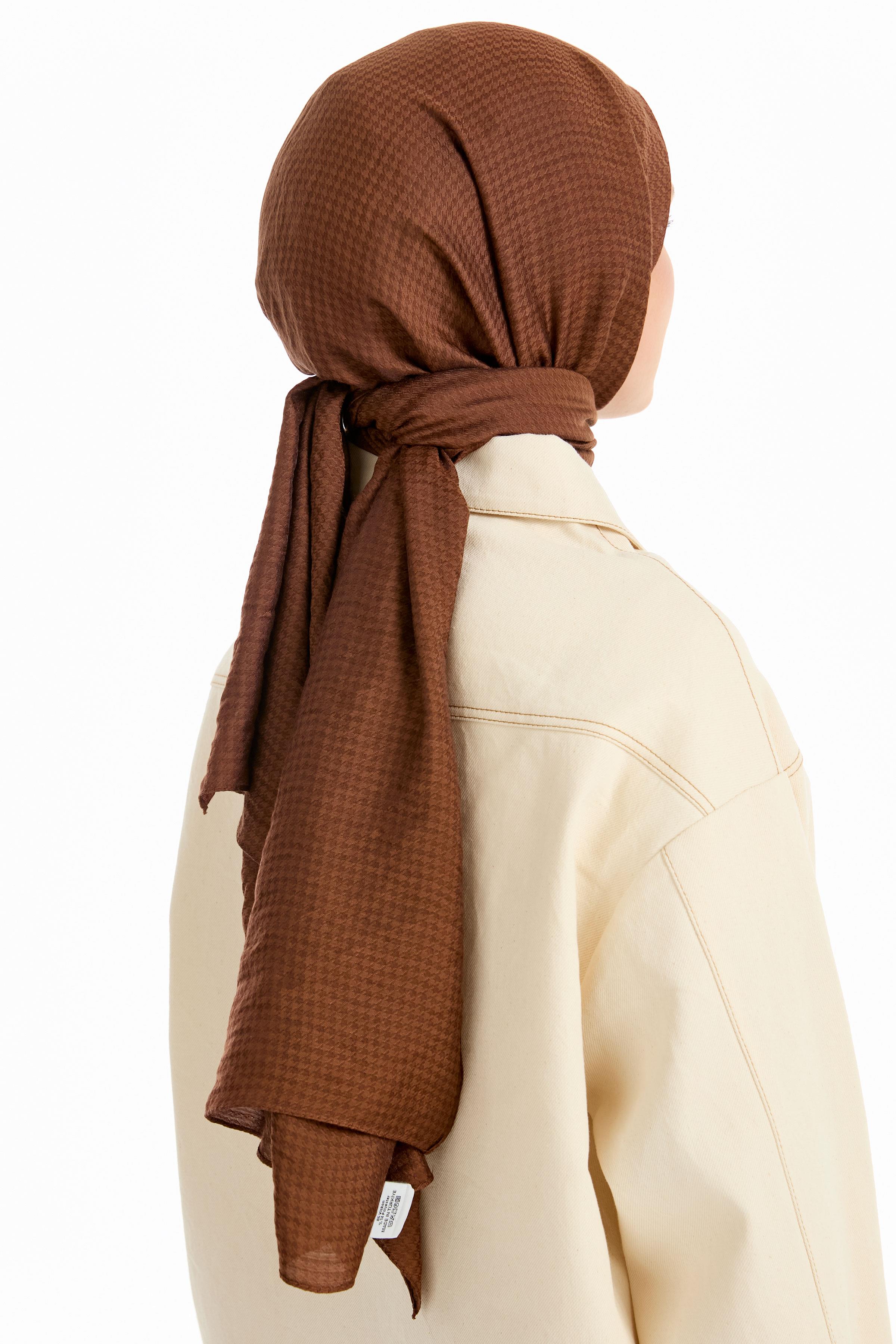 Kazayağı Desen Viskon Şal - Açık Kahve TUGBA