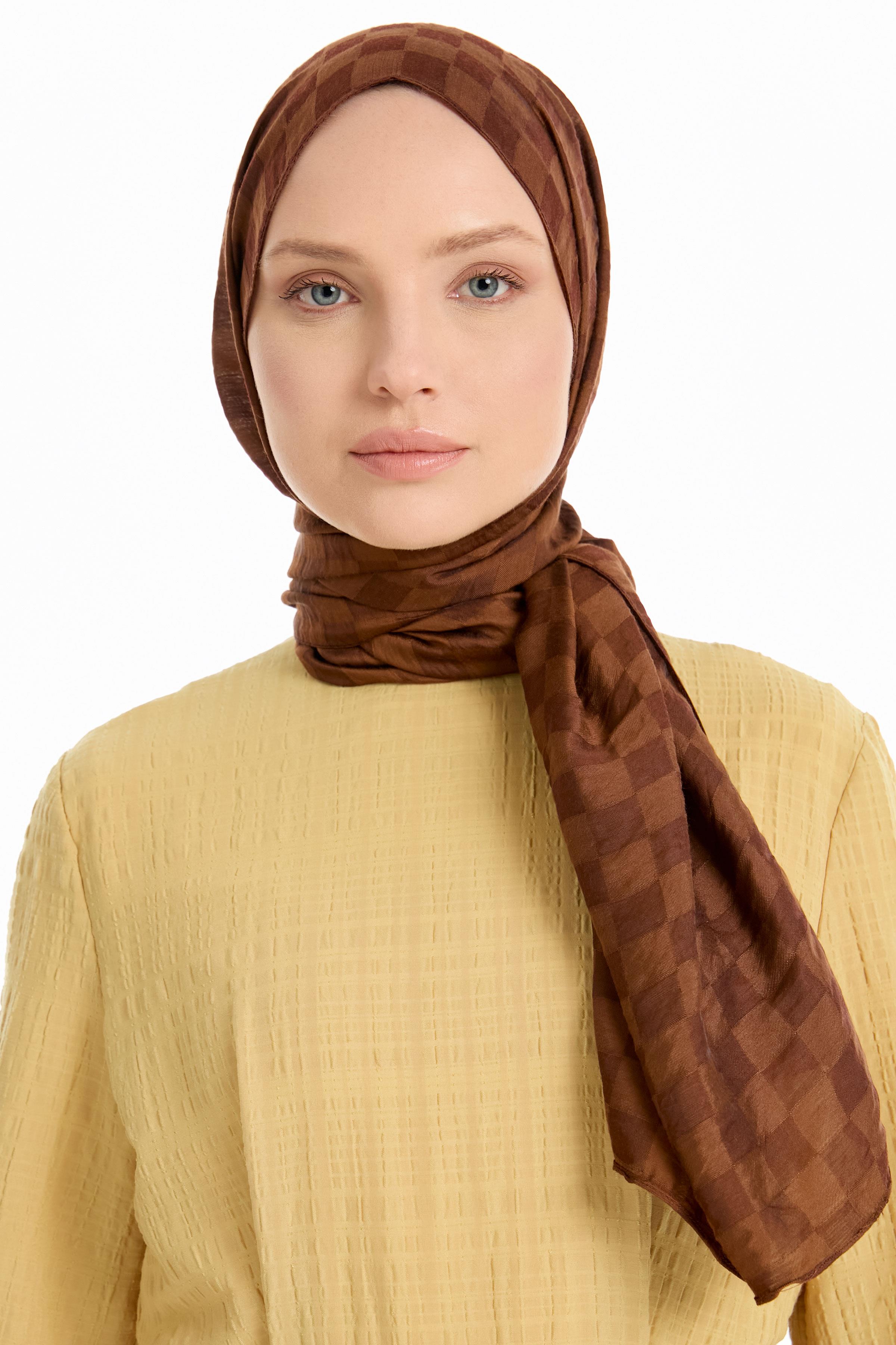 Dama Desen Viskon Şal - Açık Kahve TUGBA