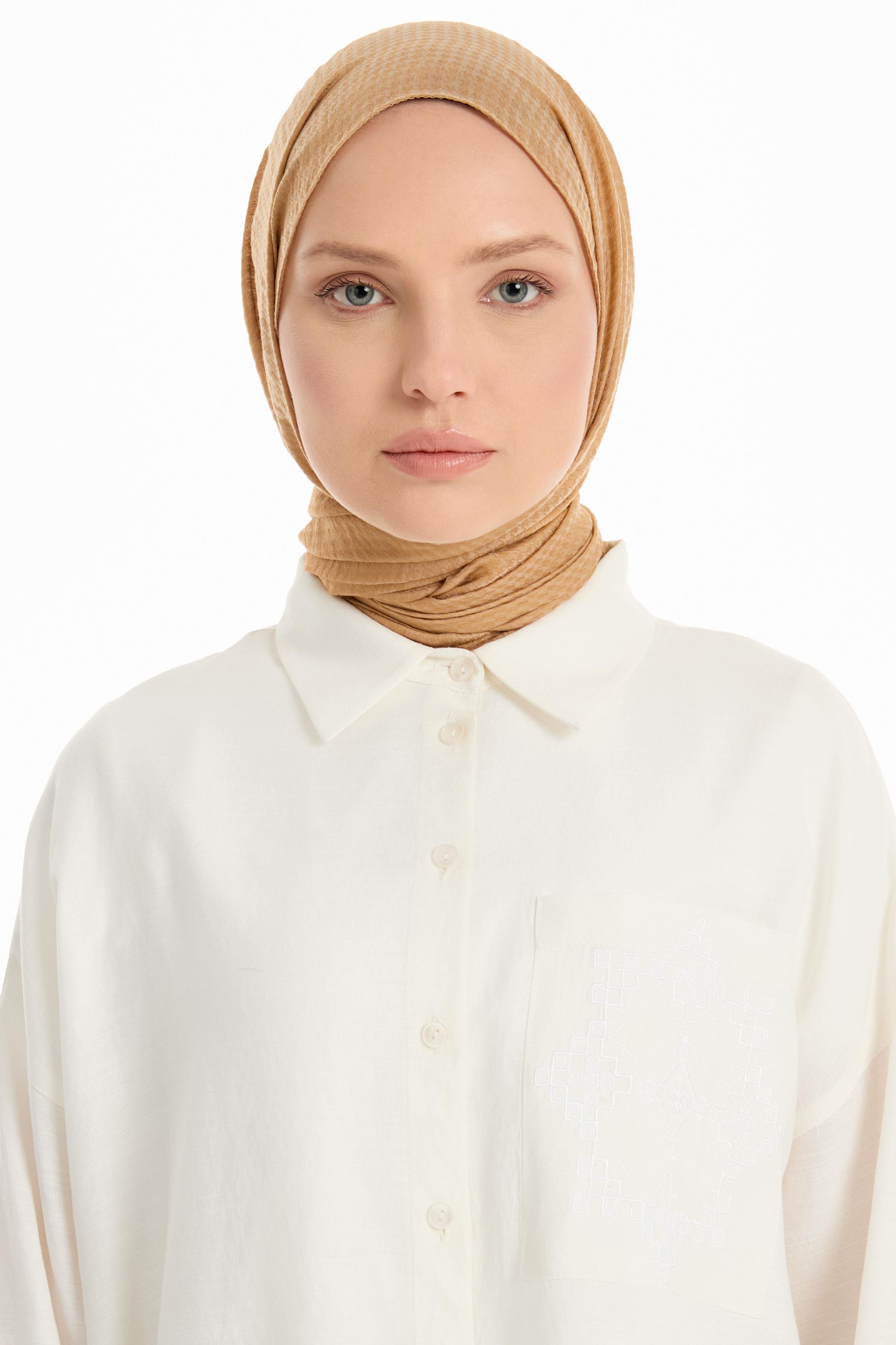 Kazayağı Desen Viskon Şal - Camel TUGBA