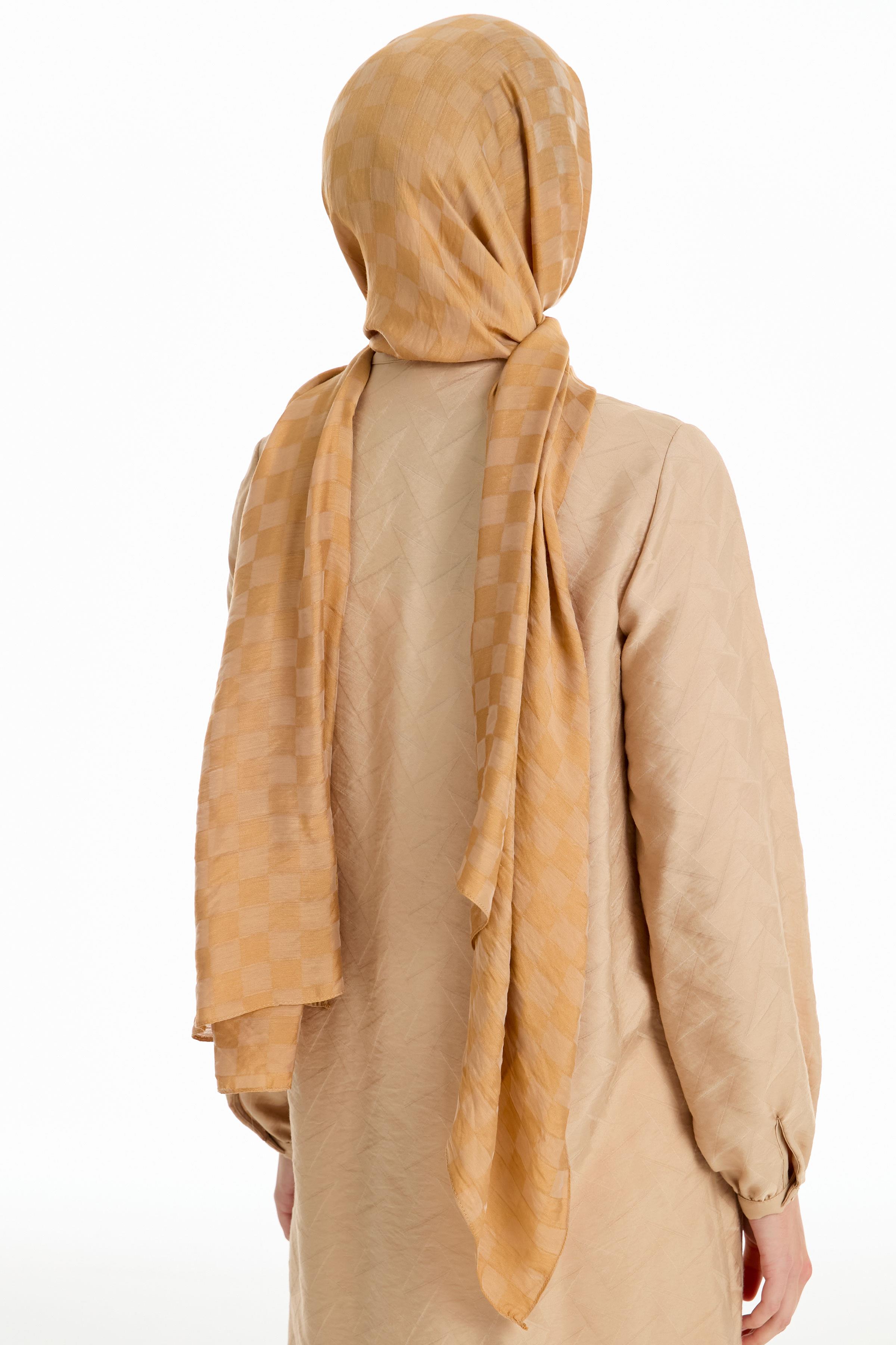 Dama Desen Viskon Şal - Camel TUGBA