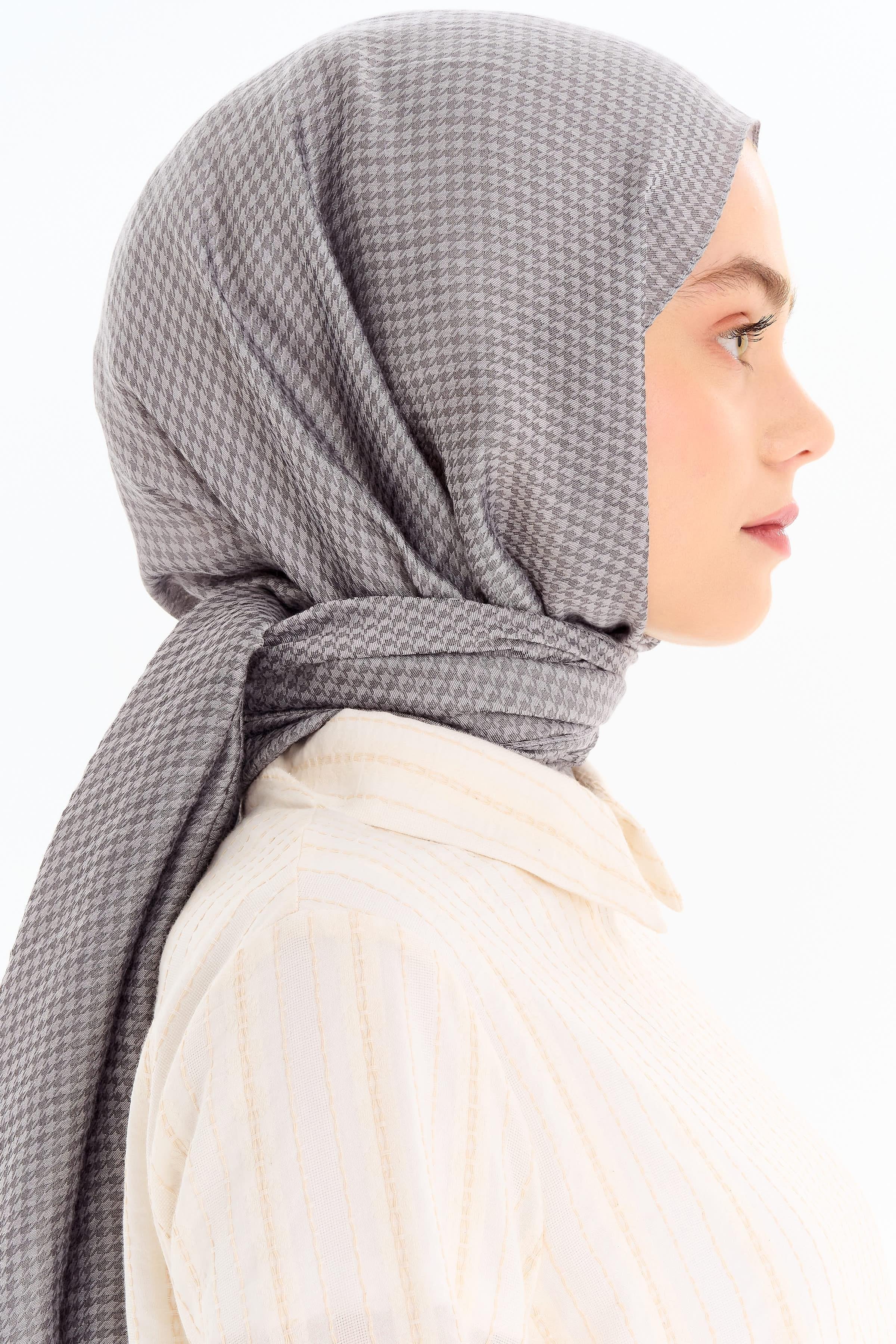 Kazayağı Desen Viskon Şal - Gri TUGBA