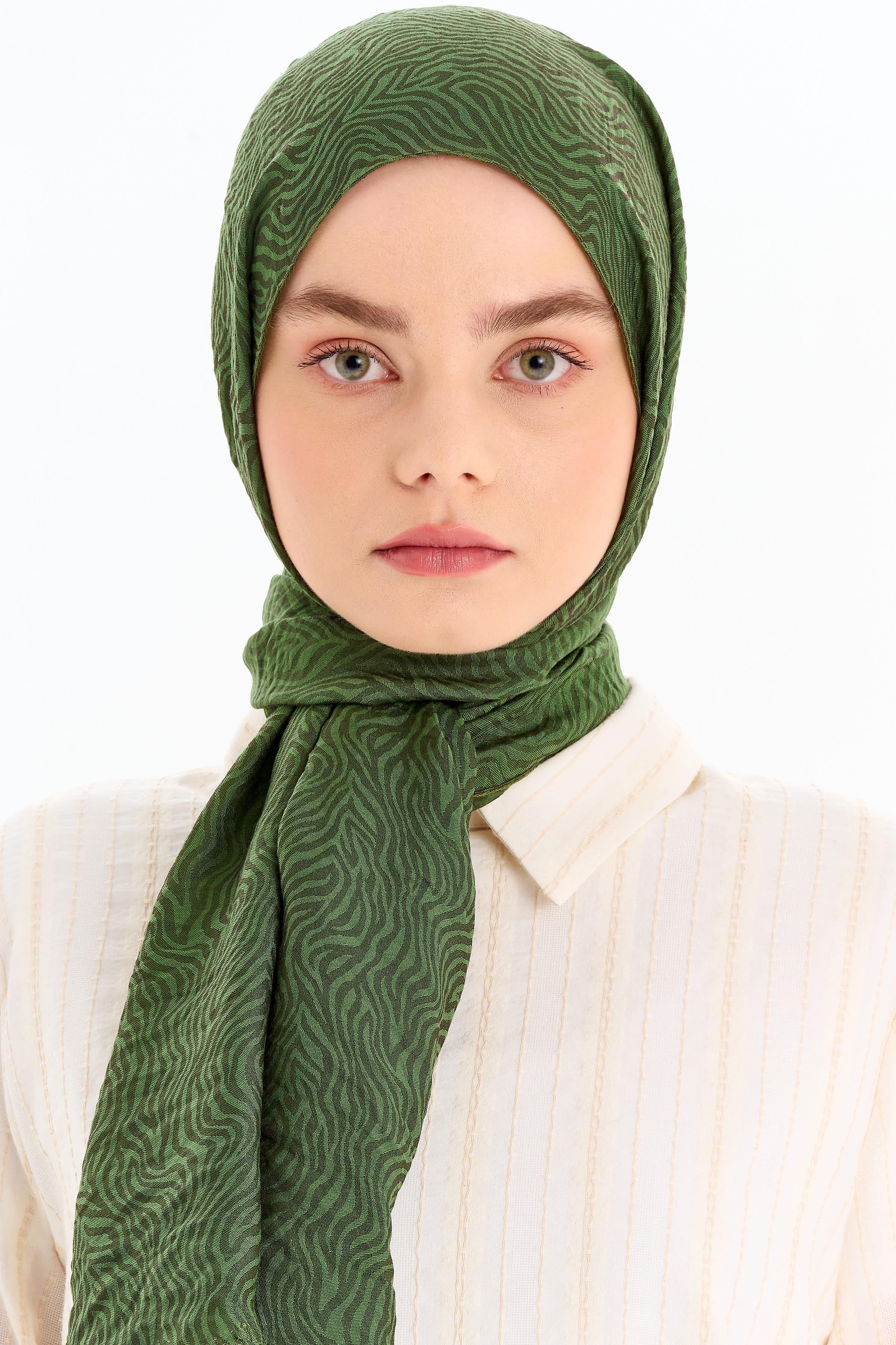 Zebra Desen Viskon Şal - Haki TUGBA