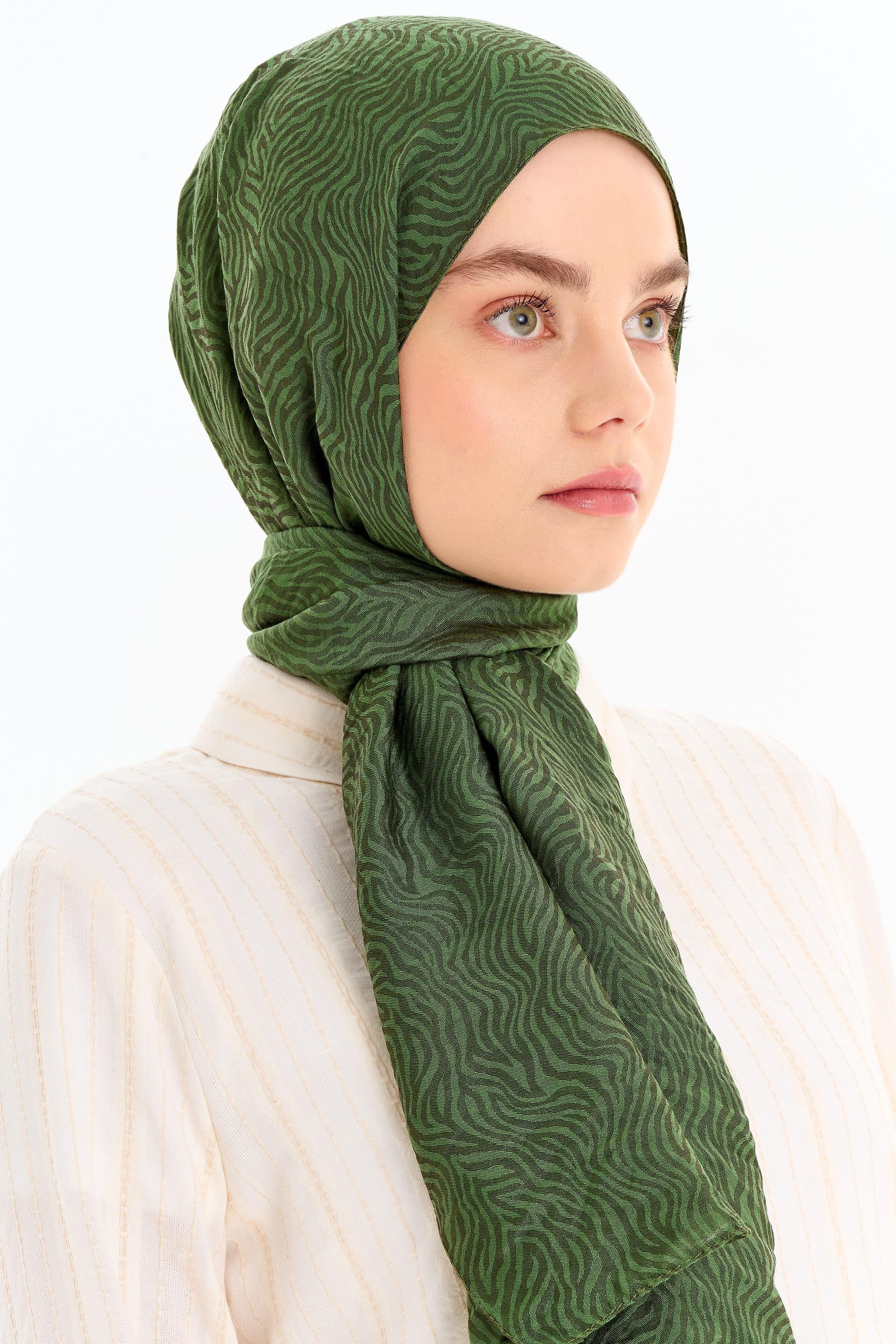 Zebra Desen Viskon Şal - Haki TUGBA