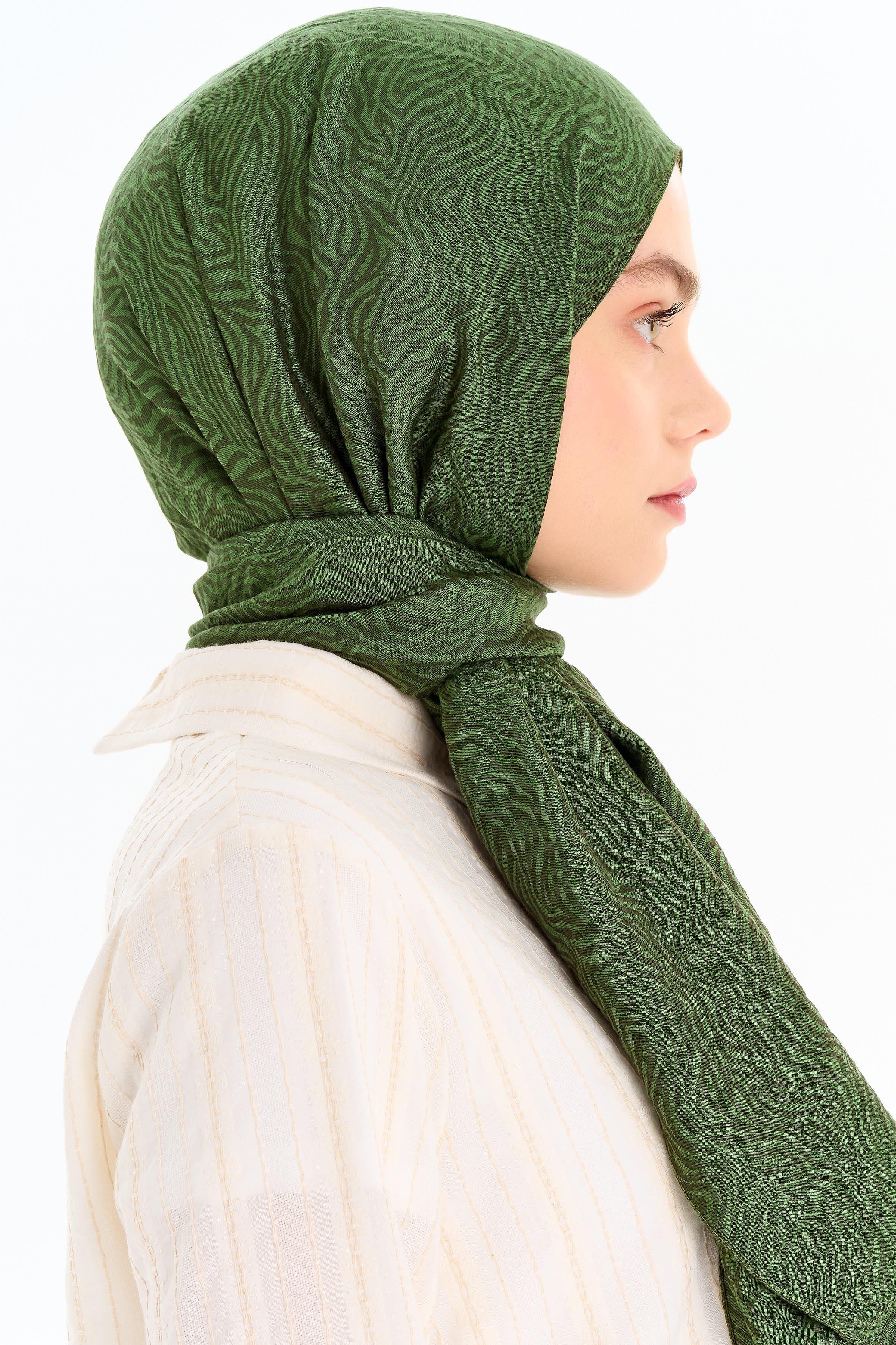 Zebra Desen Viskon Şal - Haki TUGBA