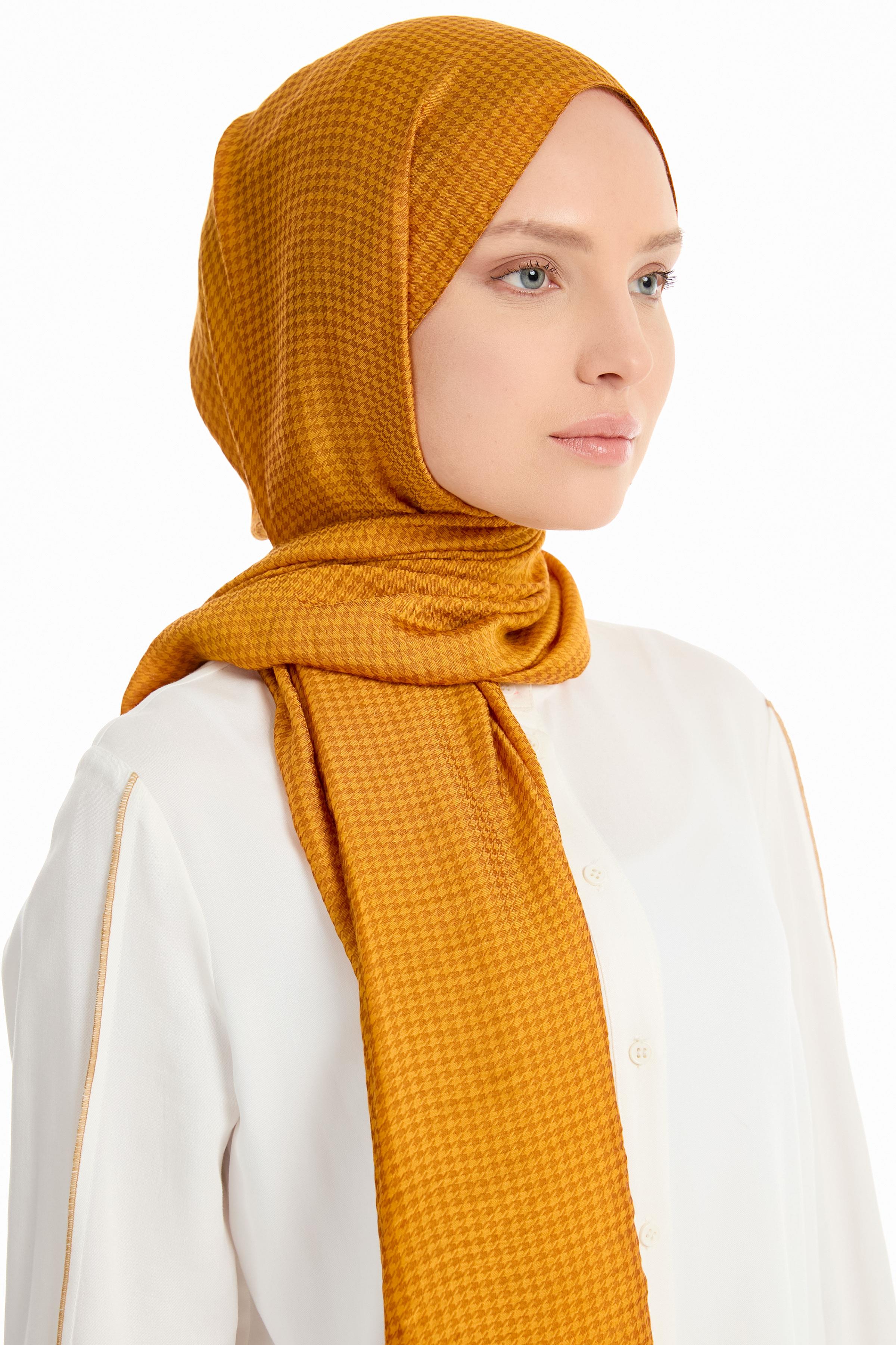 Kazayağı Desen Viskon Şal - Hardal TUGBA