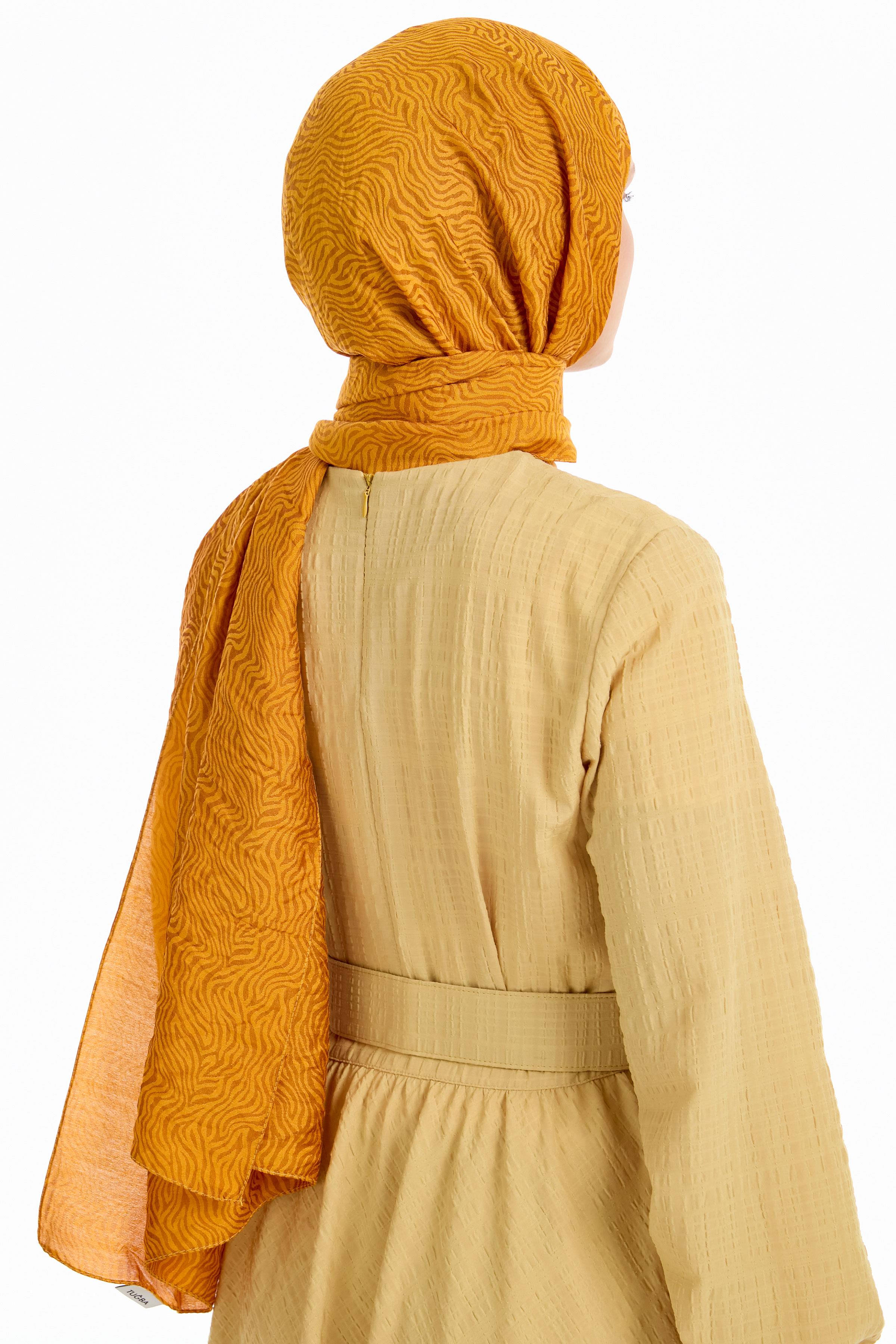 Zebra Desen Viskon Şal - Hardal TUGBA