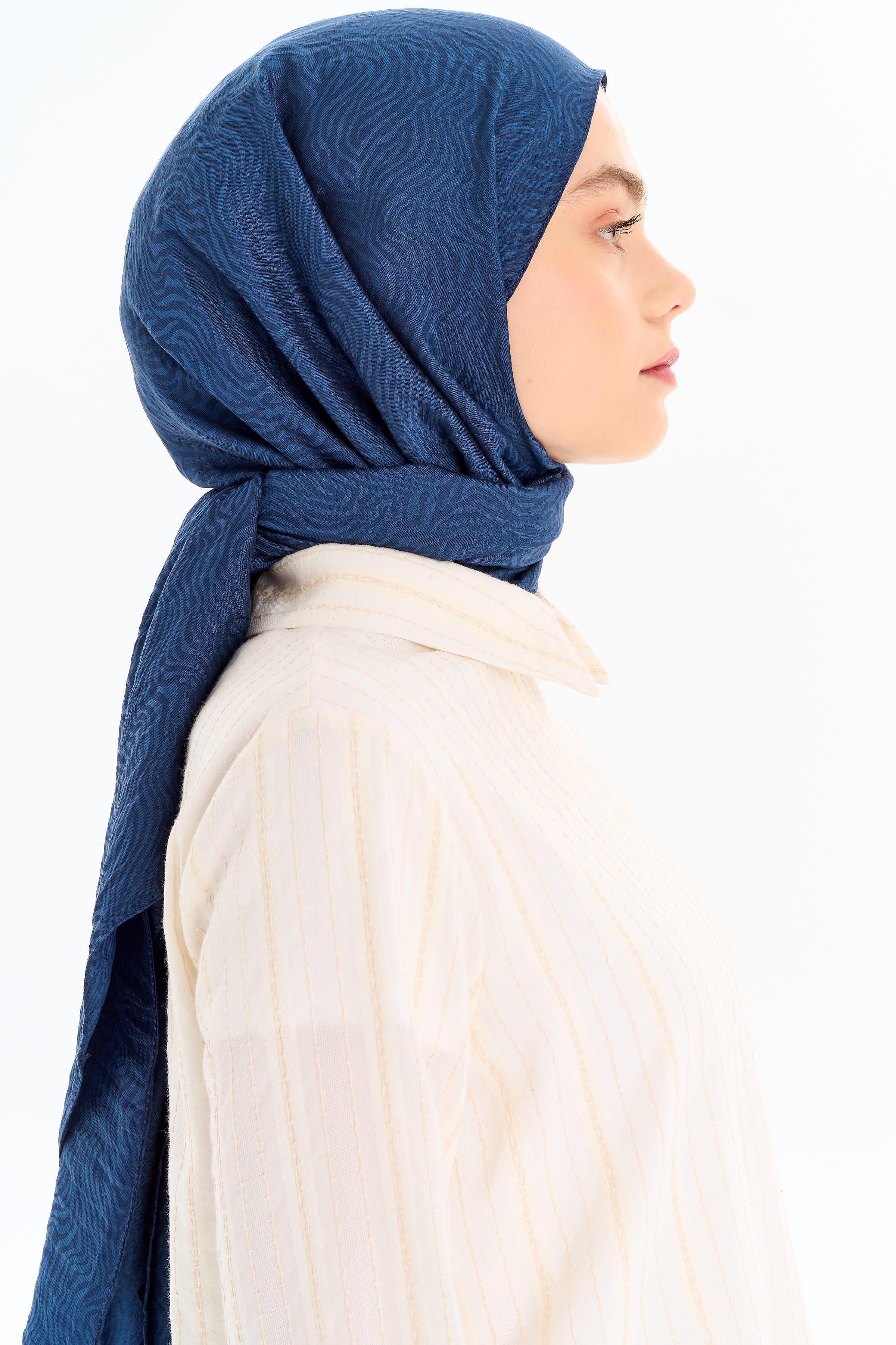 Zebra Desen Viskon Şal - İndigo TUGBA