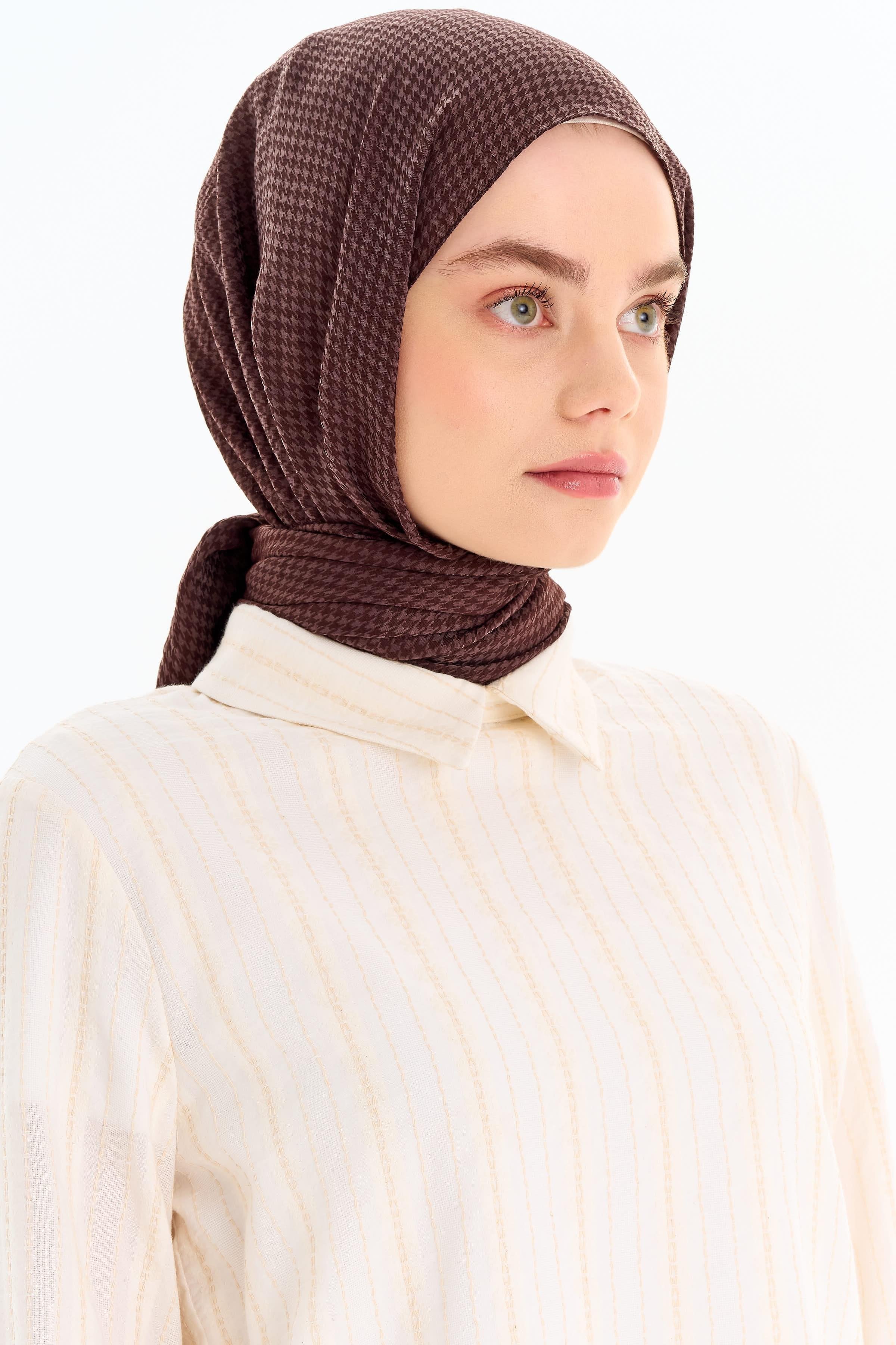 Kazayağı Desen Viskon Şal - Kahve TUGBA