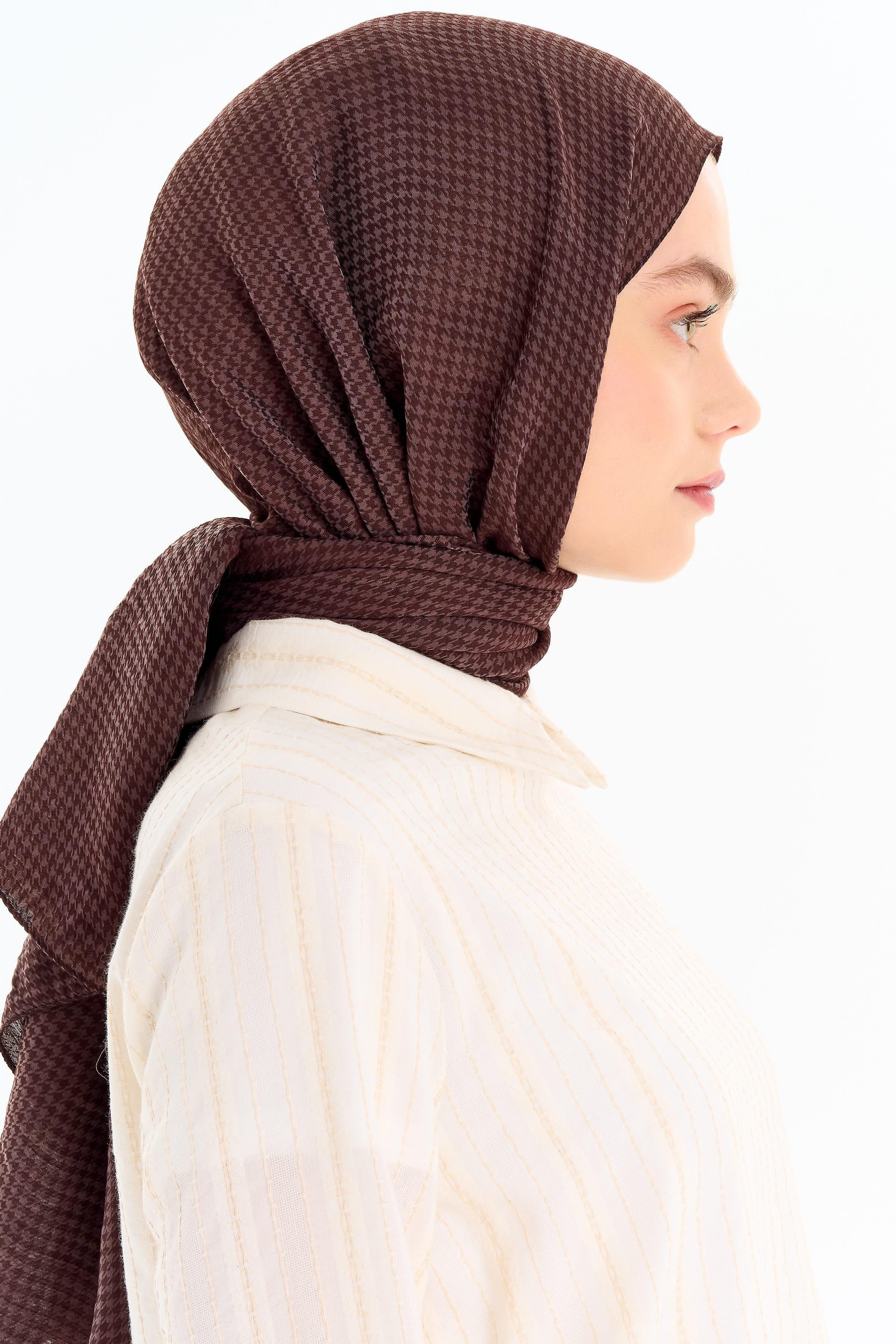 Kazayağı Desen Viskon Şal - Kahve TUGBA