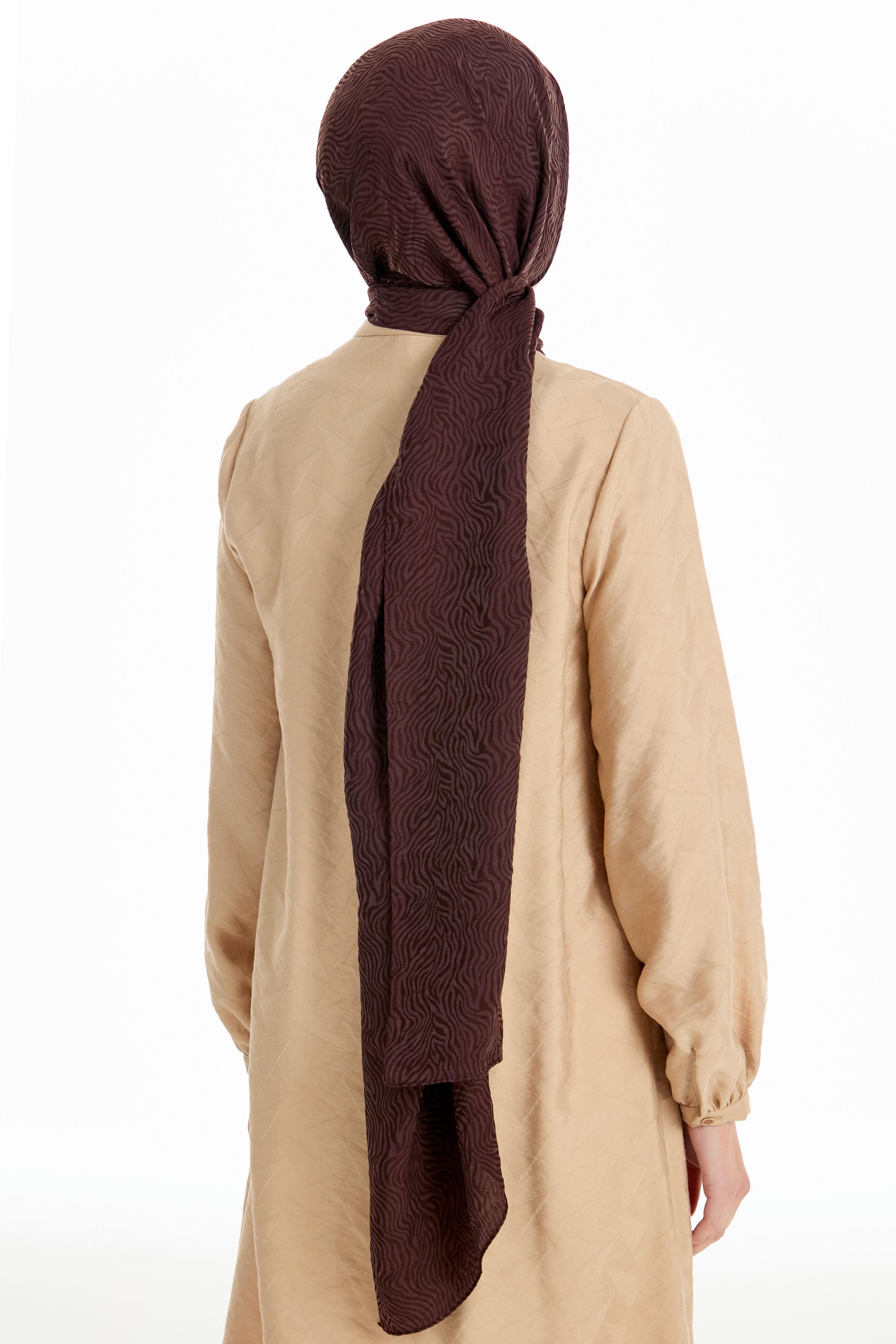 Zebra Desen Viskon Şal - Kahve TUGBA