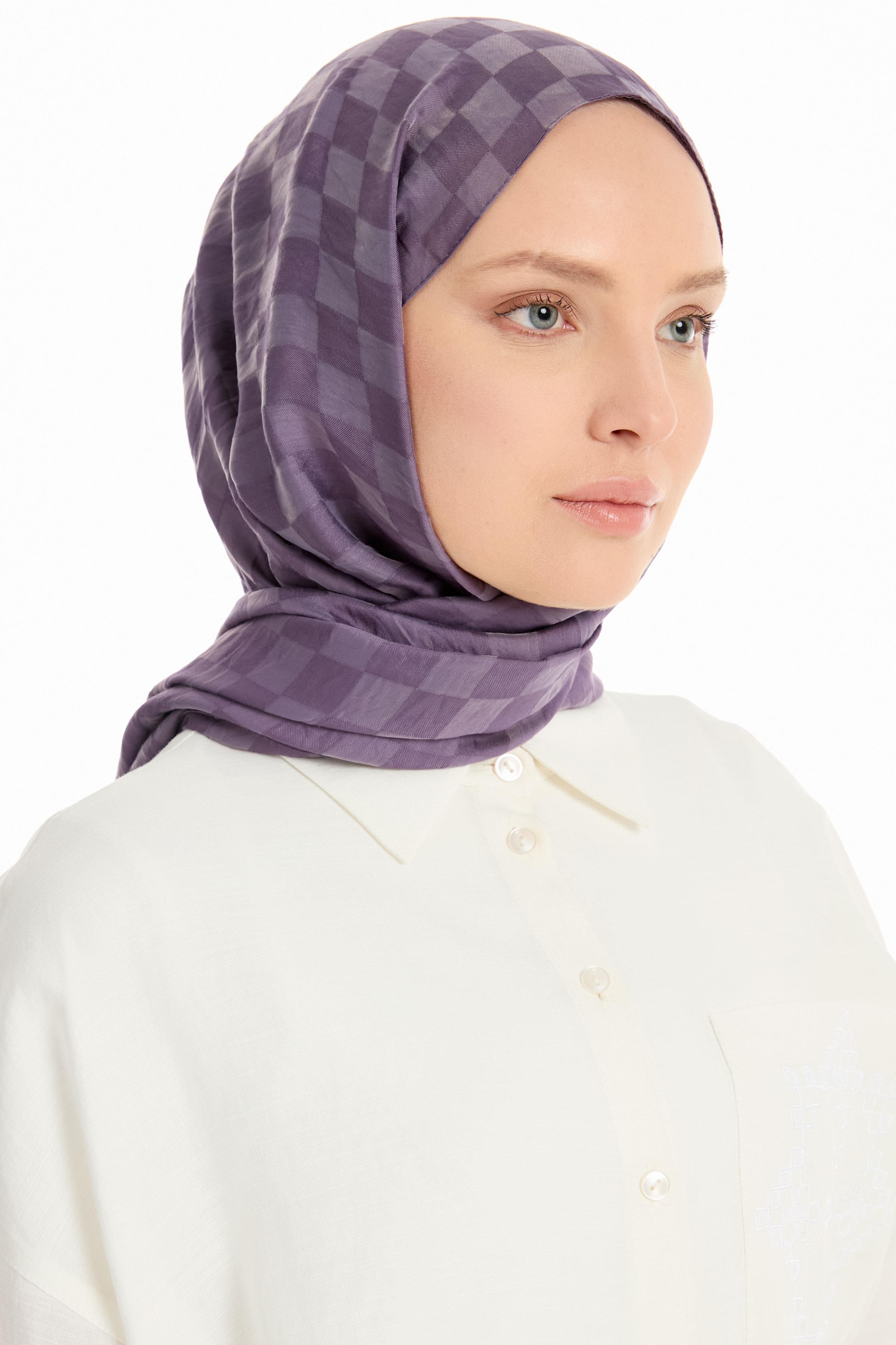 Dama Desen Viskon Şal - Lila TUGBA