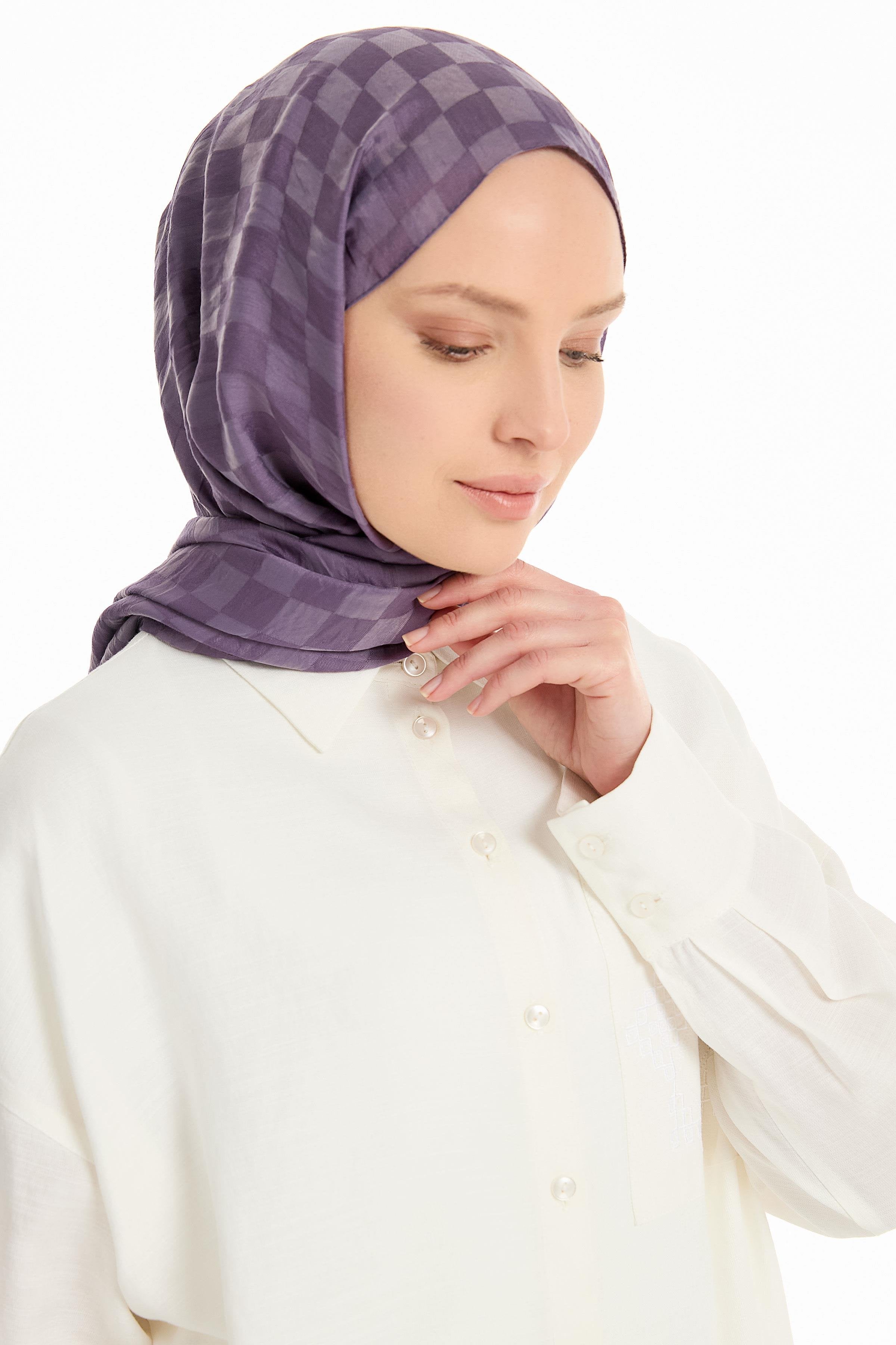 Dama Desen Viskon Şal - Lila TUGBA