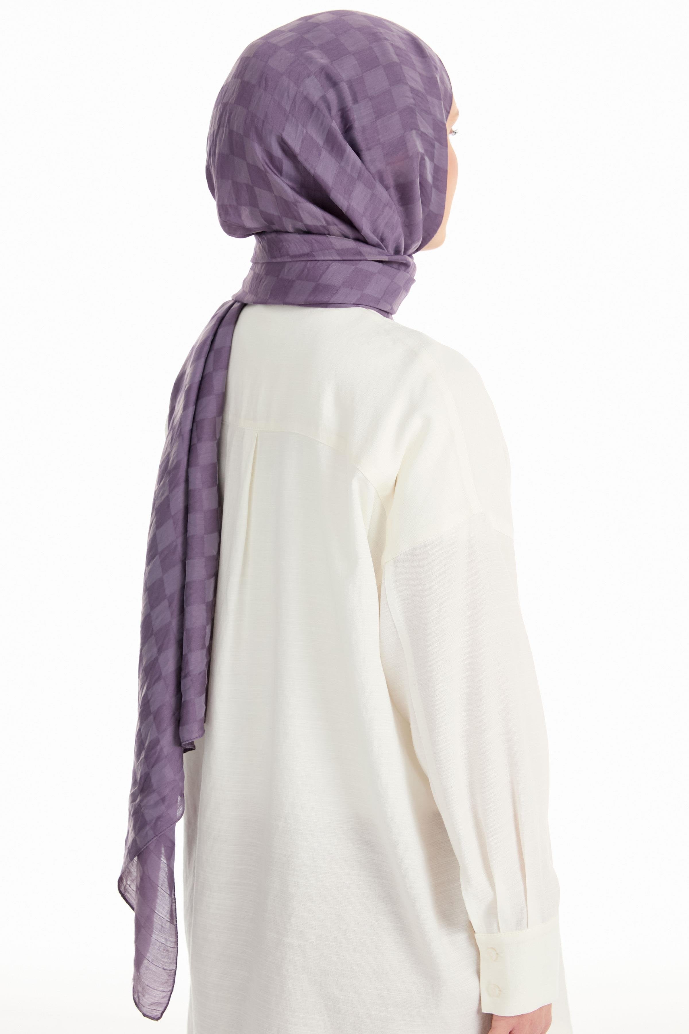 Dama Desen Viskon Şal - Lila TUGBA