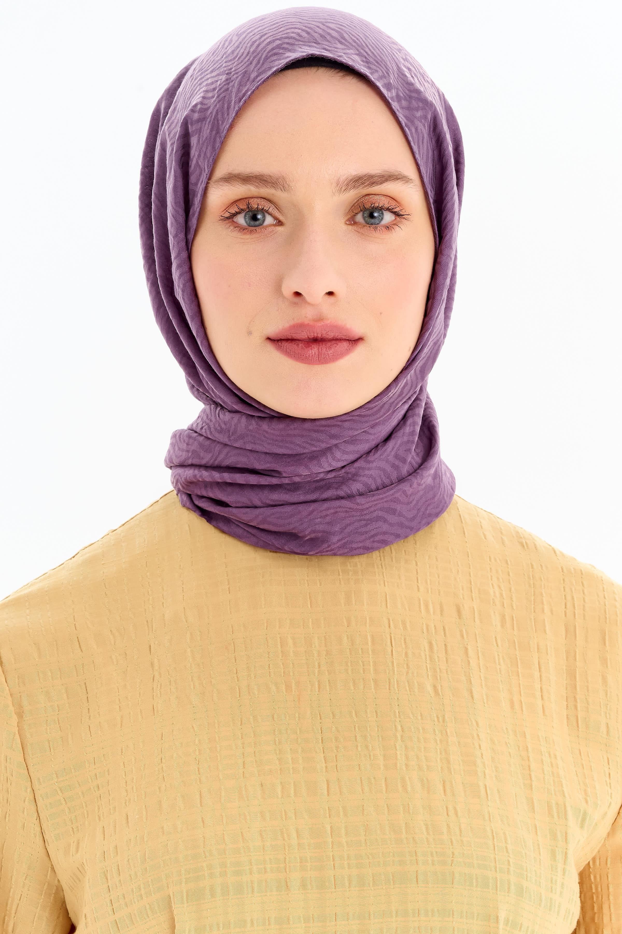 Zebra Desen Viskon Şal - Lila TUGBA