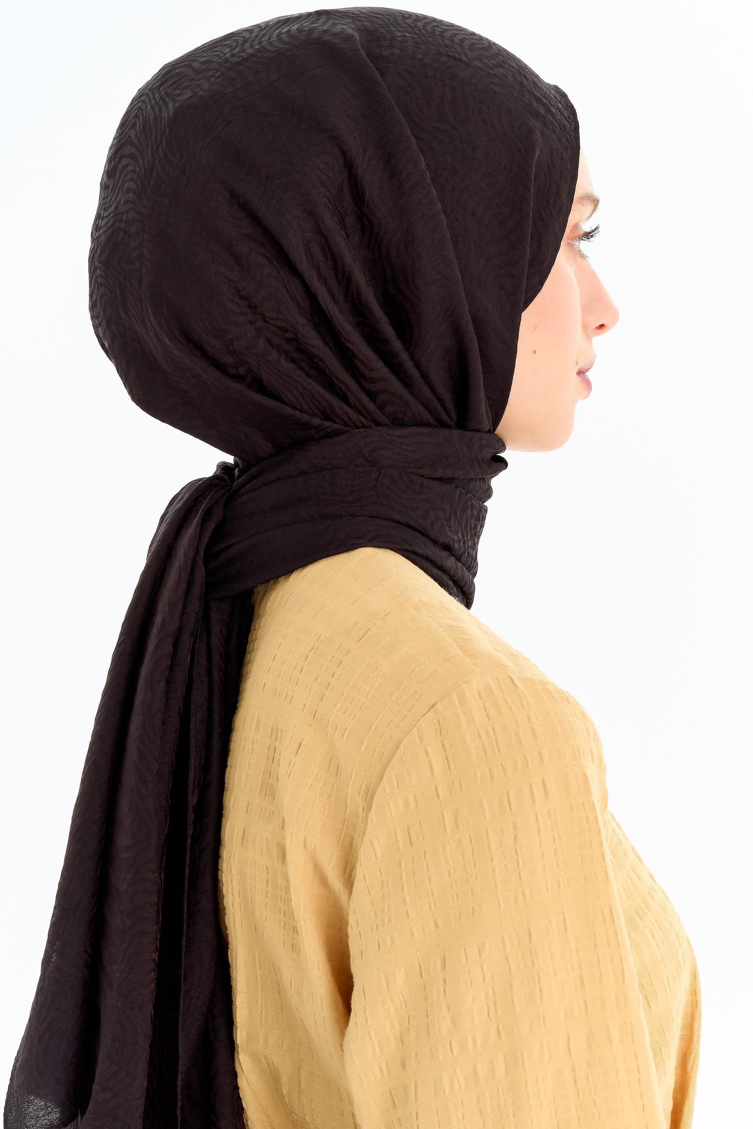 Zebra Desen Viskon Şal - Siyah TUGBA