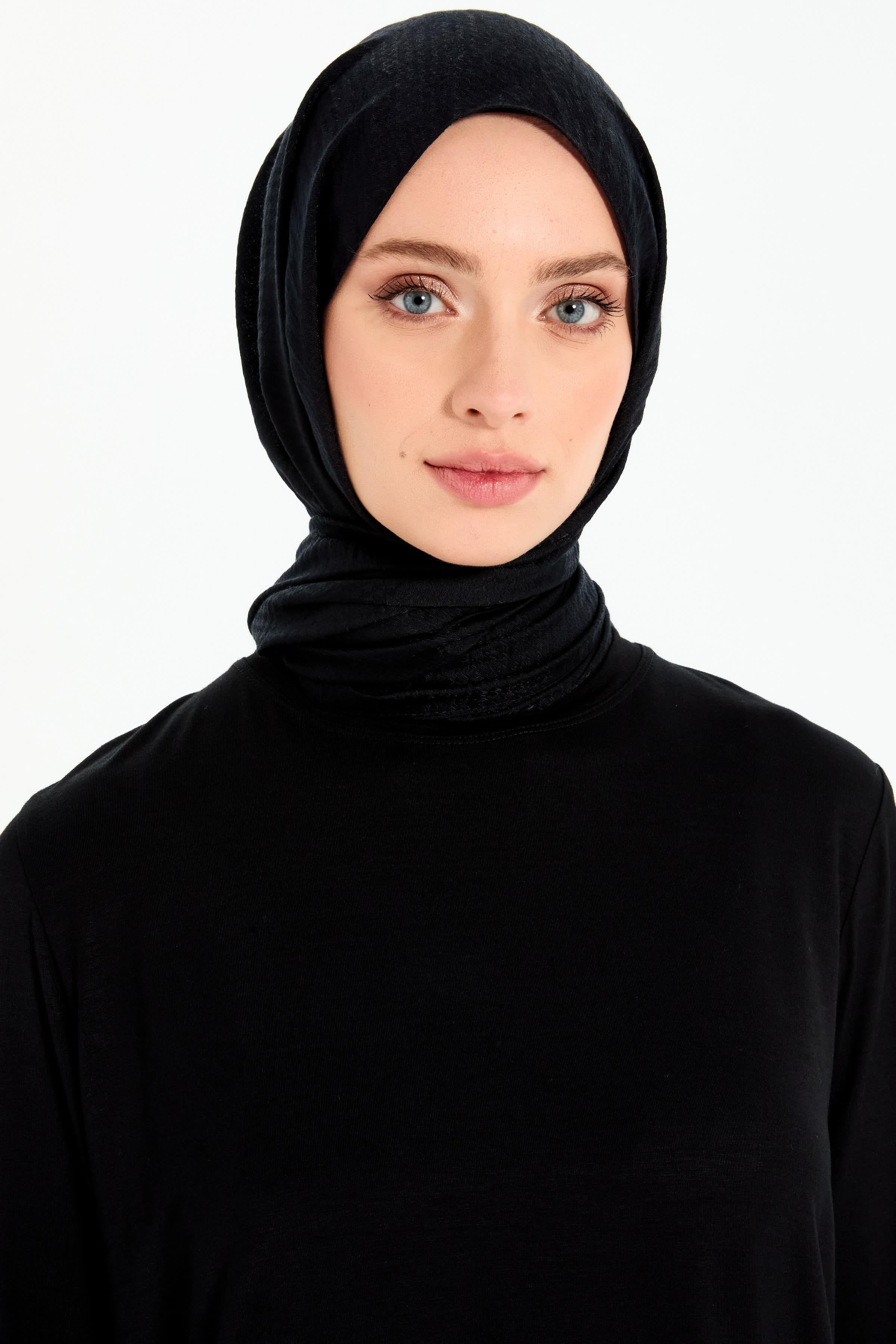 Kazayağı Desen Viskon Şal - Siyah TUGBA