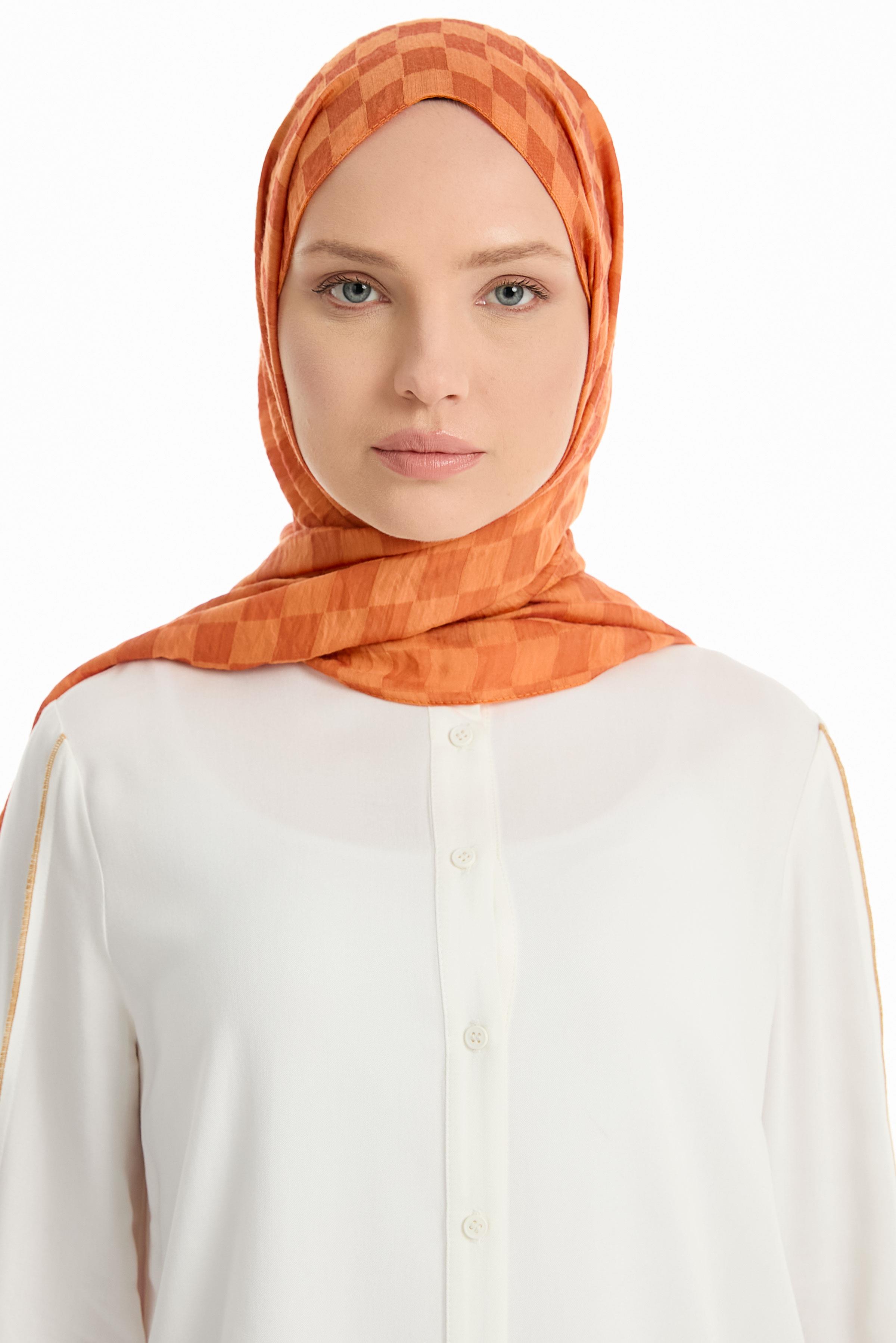 Dama Desen Viskon Şal - Taba TUGBA