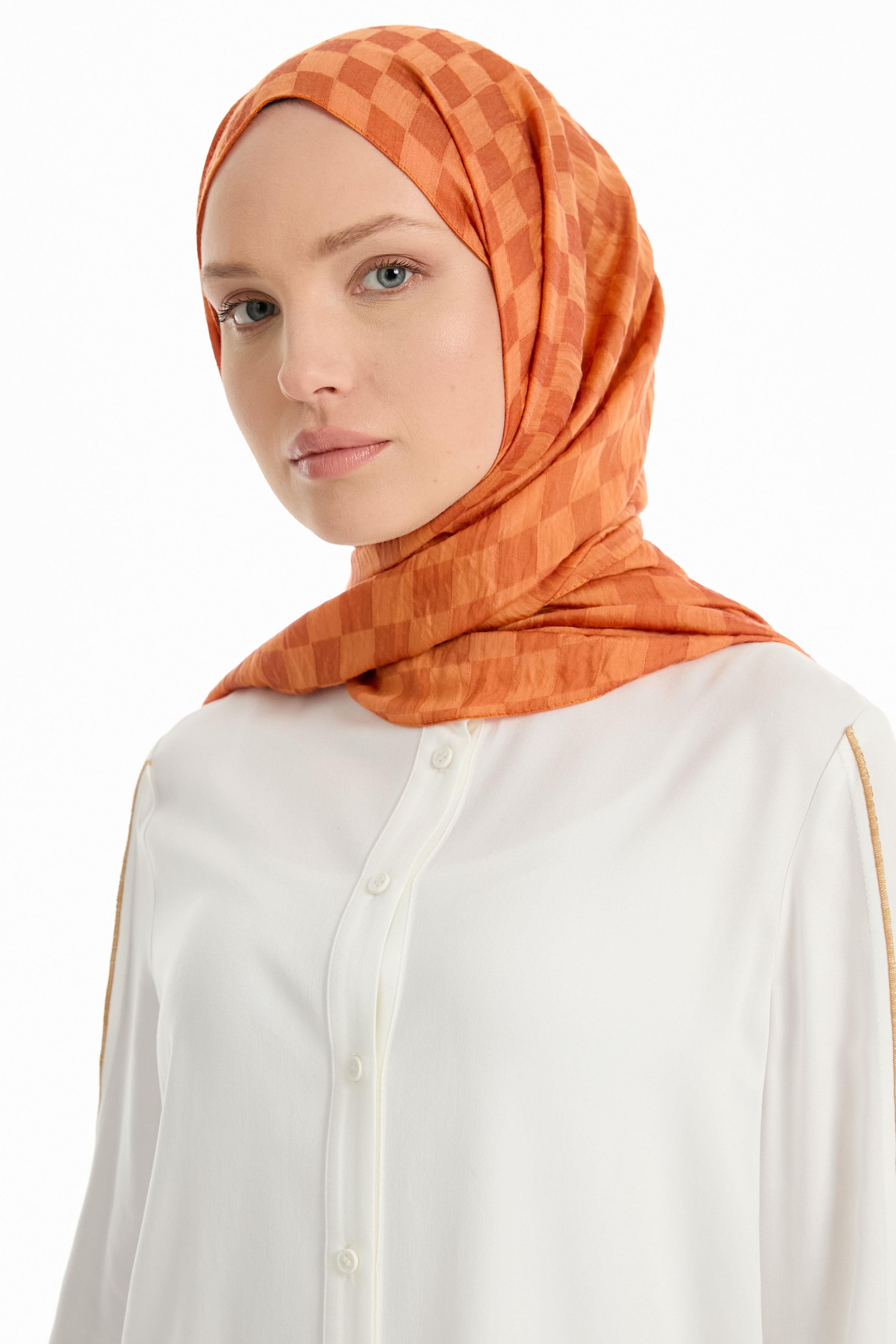 Dama Desen Viskon Şal - Taba TUGBA