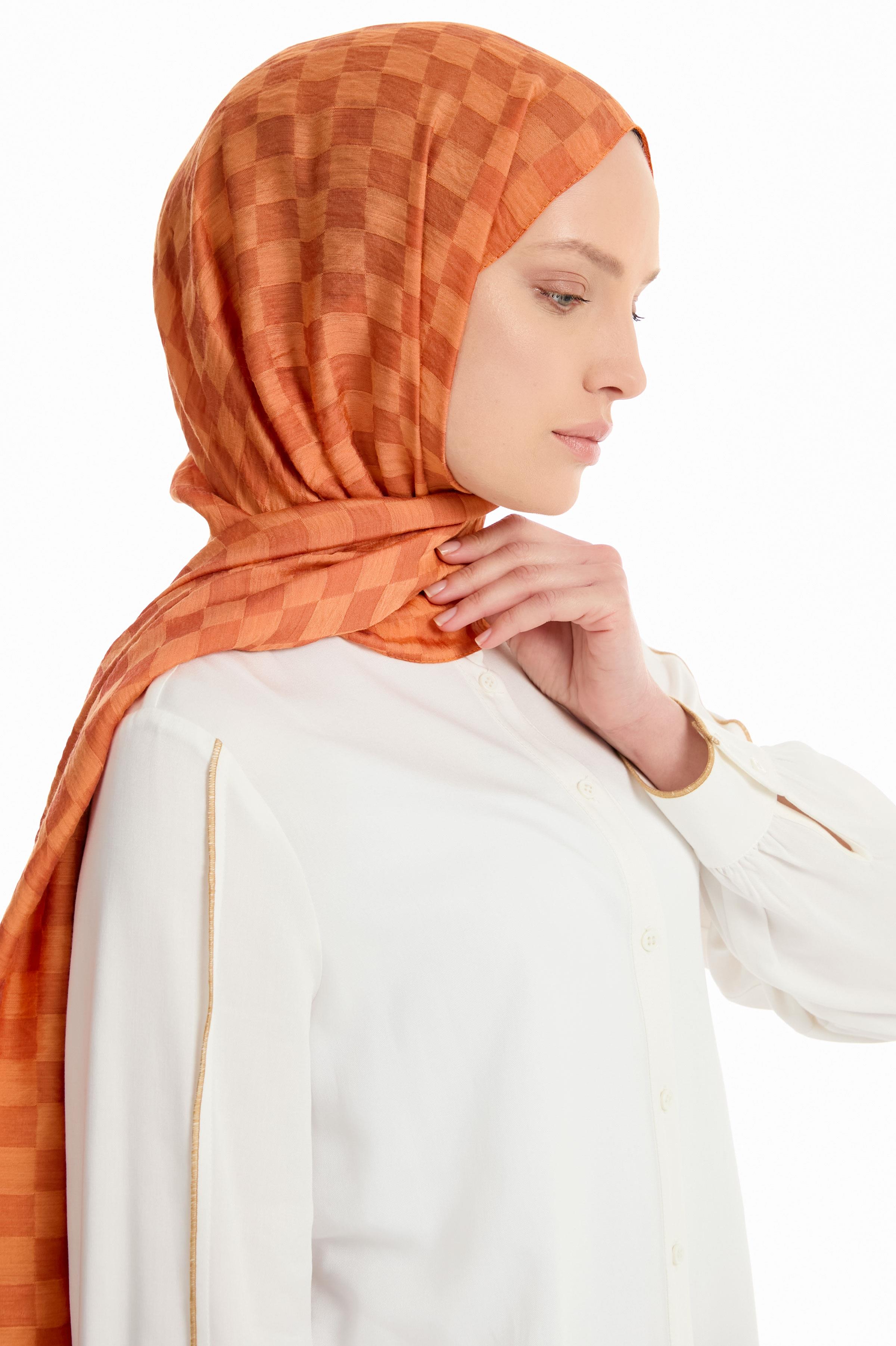 Dama Desen Viskon Şal - Taba TUGBA