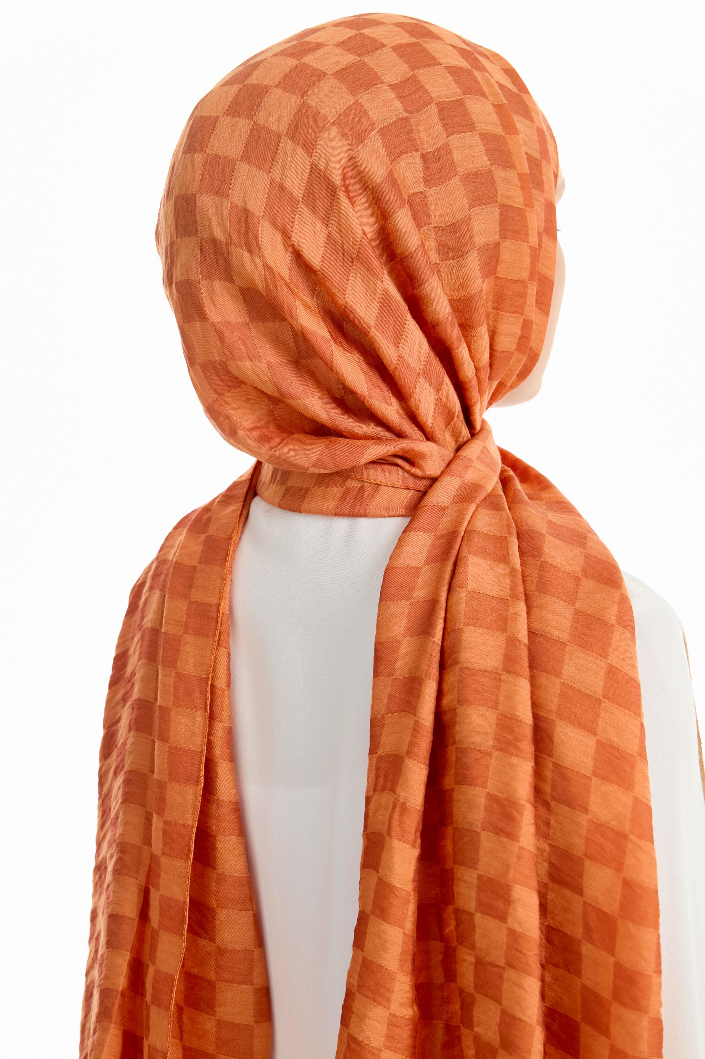 Dama Desen Viskon Şal - Taba TUGBA