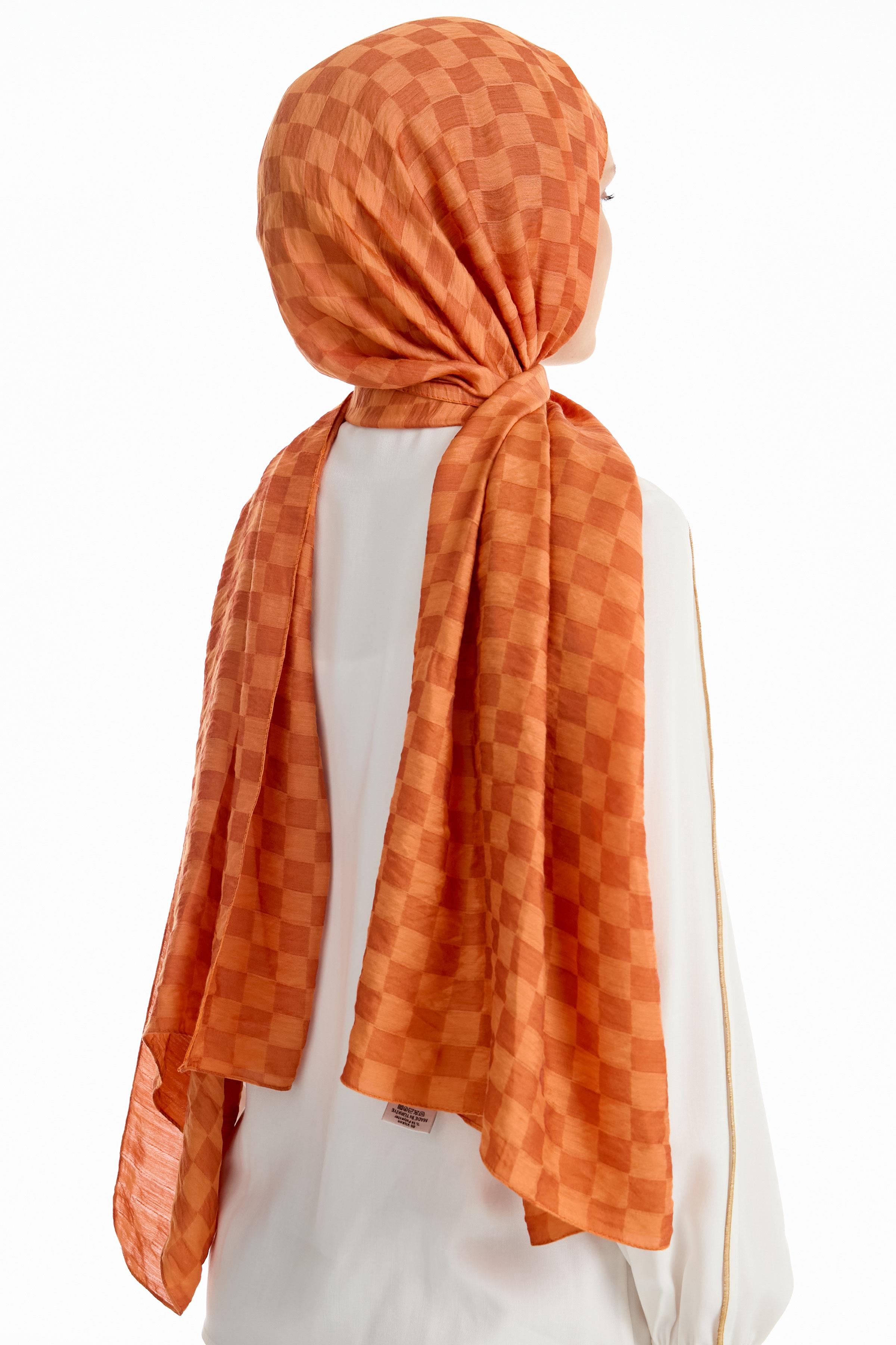 Dama Desen Viskon Şal - Taba TUGBA