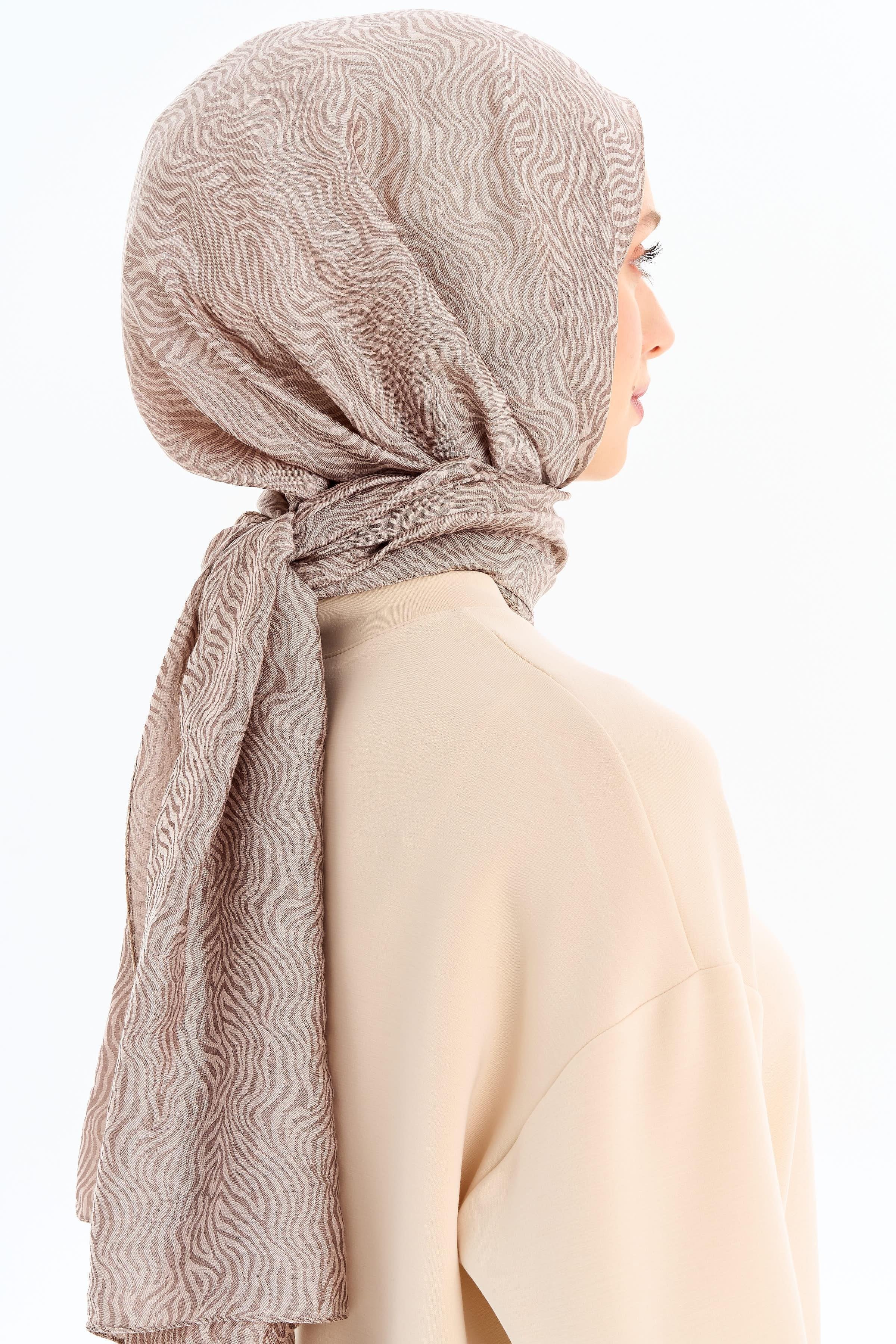 Zebra Desen Viskon Şal - Taş TUGBA